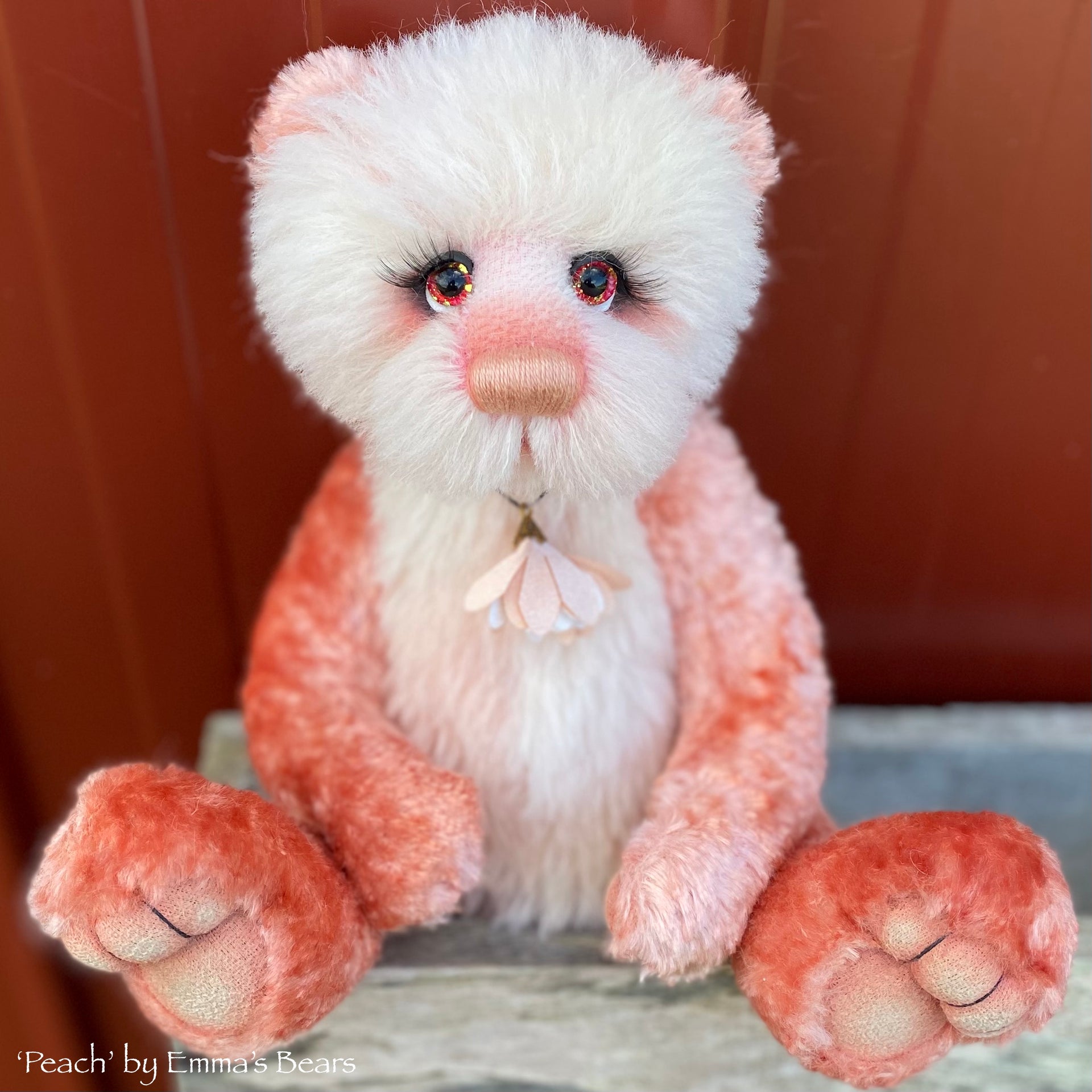Peach - 12" Hand-dyed Alpaca and viscose artist bear by Emma's Bears - OOAK