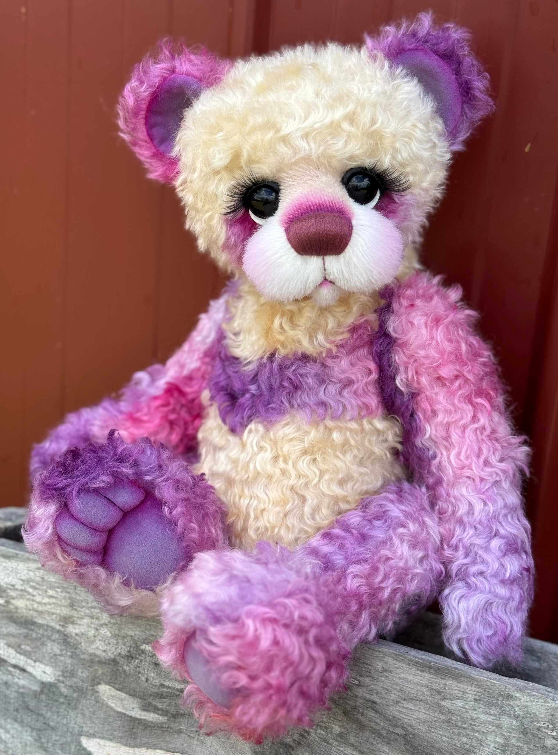 Cynthia Plumwing - 18" Hand-dyed Supercurls Mohair Artist Bear by Emma's Bears - OOAK