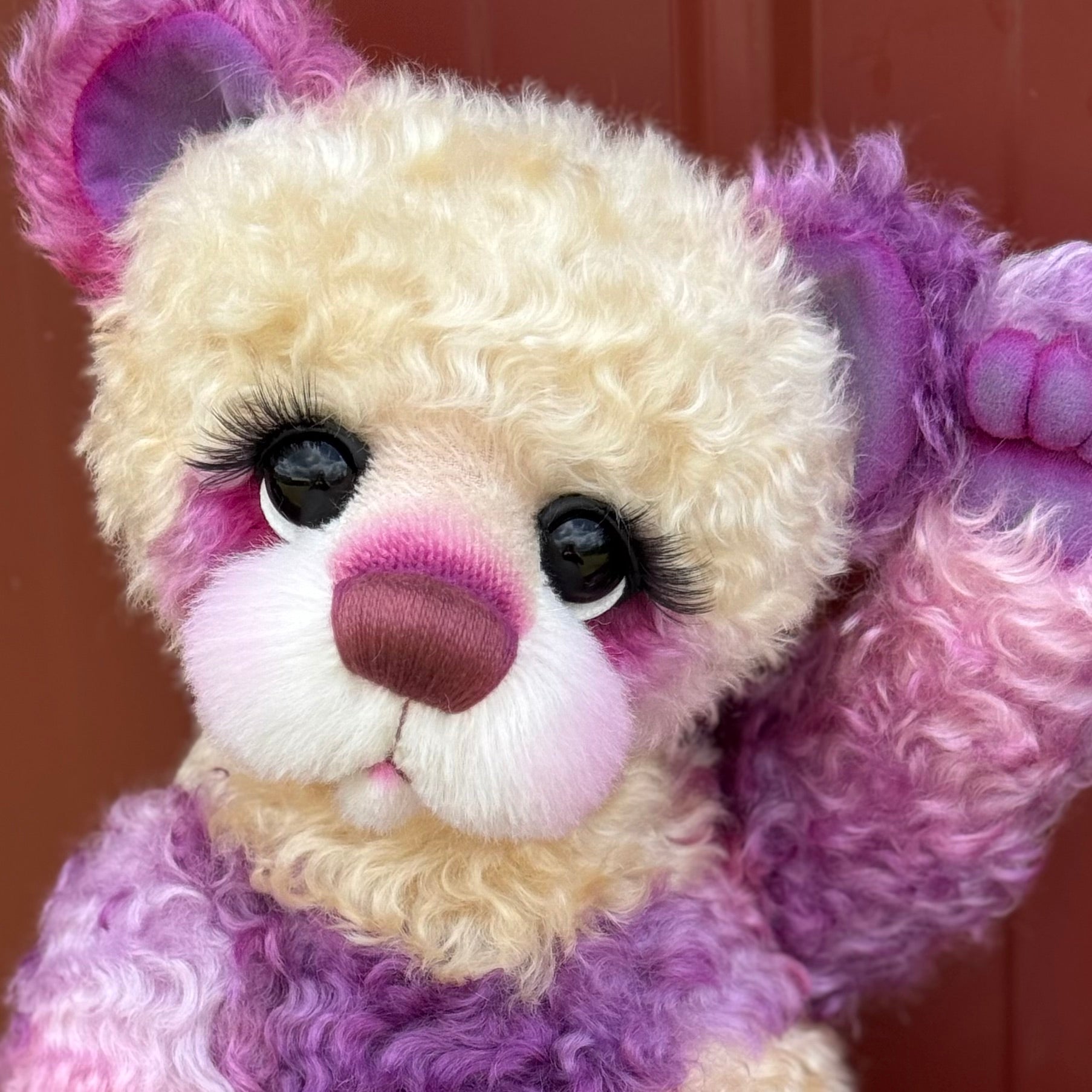 Cynthia Plumwing - 18" Hand-dyed Supercurls Mohair Artist Bear by Emma's Bears - OOAK