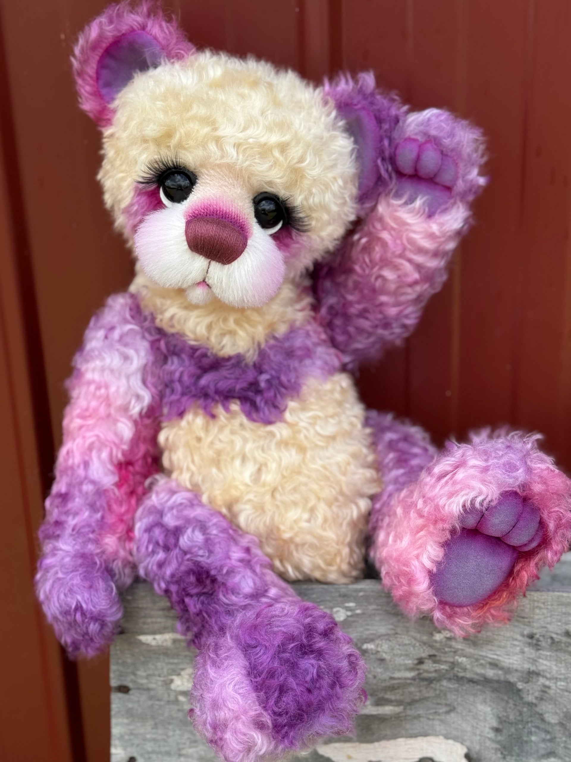 Cynthia Plumwing - 18" Hand-dyed Supercurls Mohair Artist Bear by Emma's Bears - OOAK