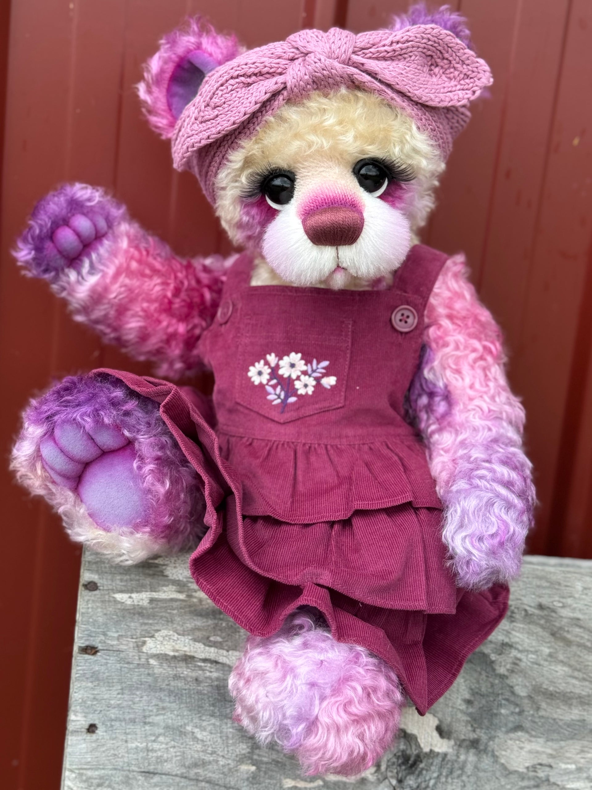 Cynthia Plumwing - 18" Hand-dyed Supercurls Mohair Artist Bear by Emma's Bears - OOAK