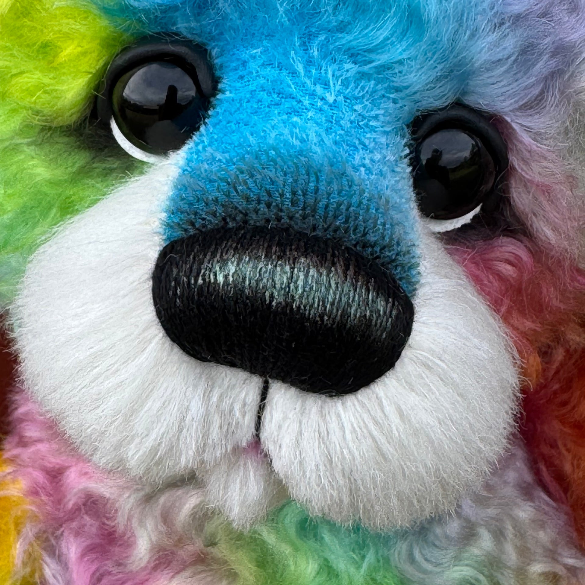 Winston Shimmerwink - 18" Hand-dyed Rainbow Super Curls Mohair Artist Bear by Emma's Bears - OOAK