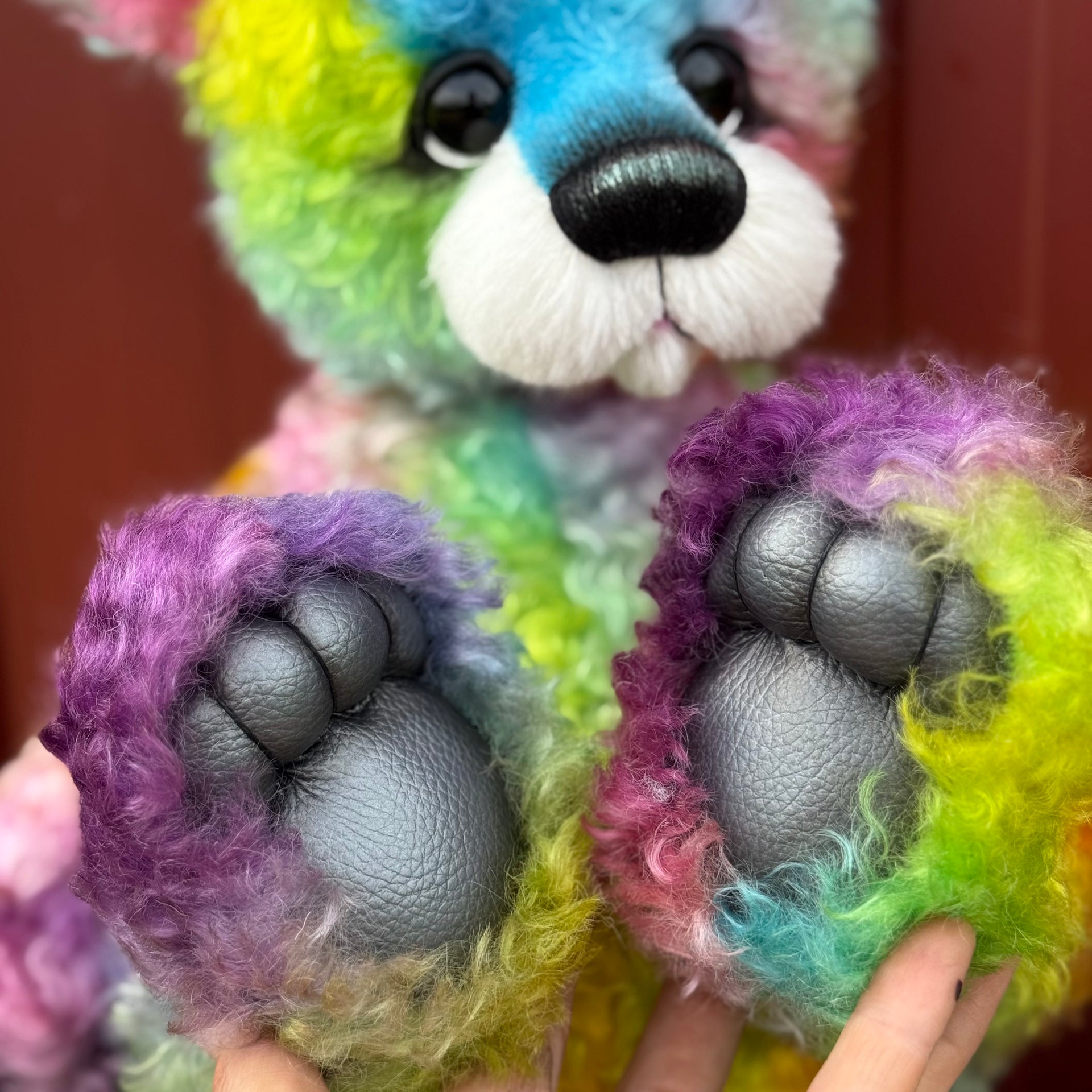 Winston Shimmerwink - 18" Hand-dyed Rainbow Super Curls Mohair Artist Bear by Emma's Bears - OOAK