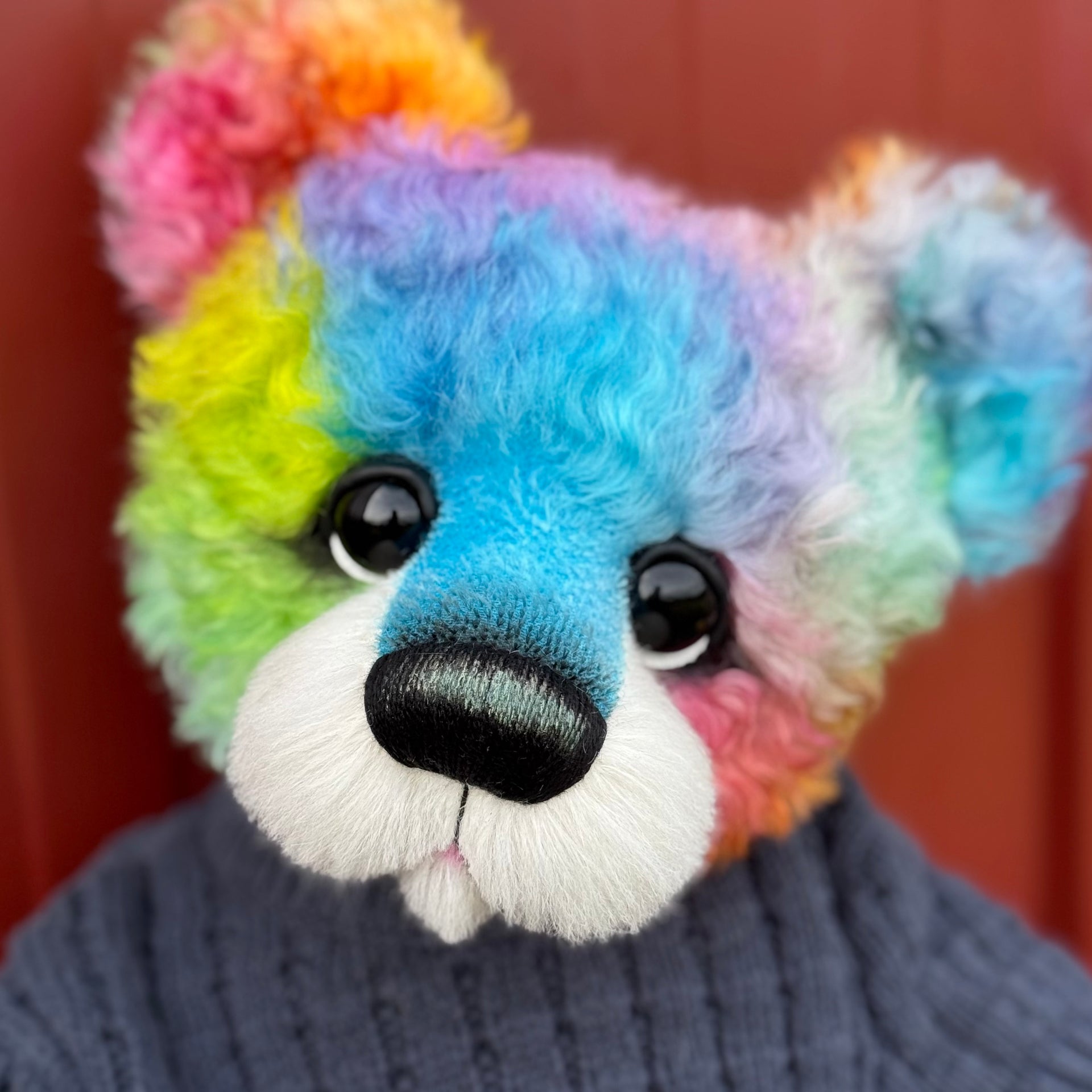 Winston Shimmerwink - 18" Hand-dyed Rainbow Super Curls Mohair Artist Bear by Emma's Bears - OOAK