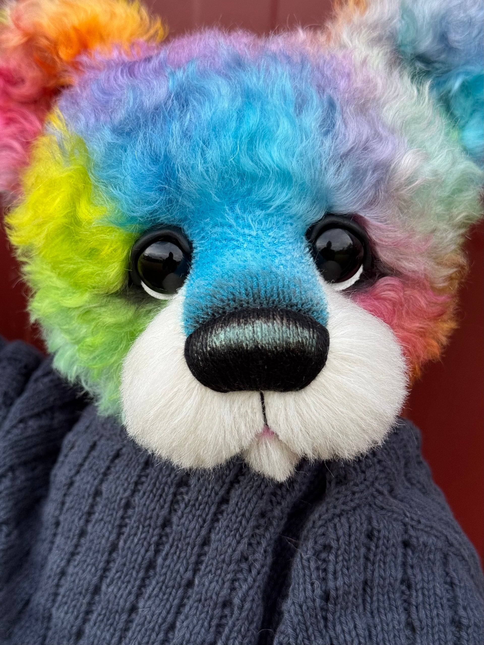Winston Shimmerwink - 18" Hand-dyed Rainbow Super Curls Mohair Artist Bear by Emma's Bears - OOAK