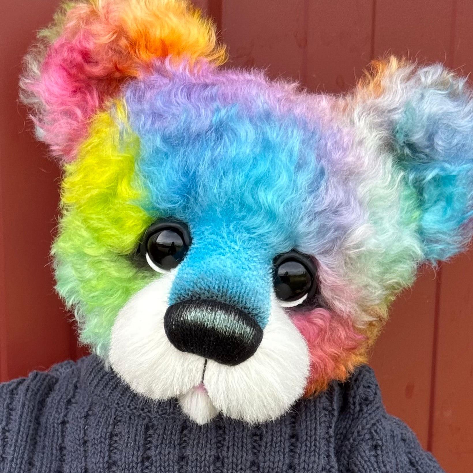 Winston Shimmerwink - 18" Hand-dyed Rainbow Super Curls Mohair Artist Bear by Emma's Bears - OOAK