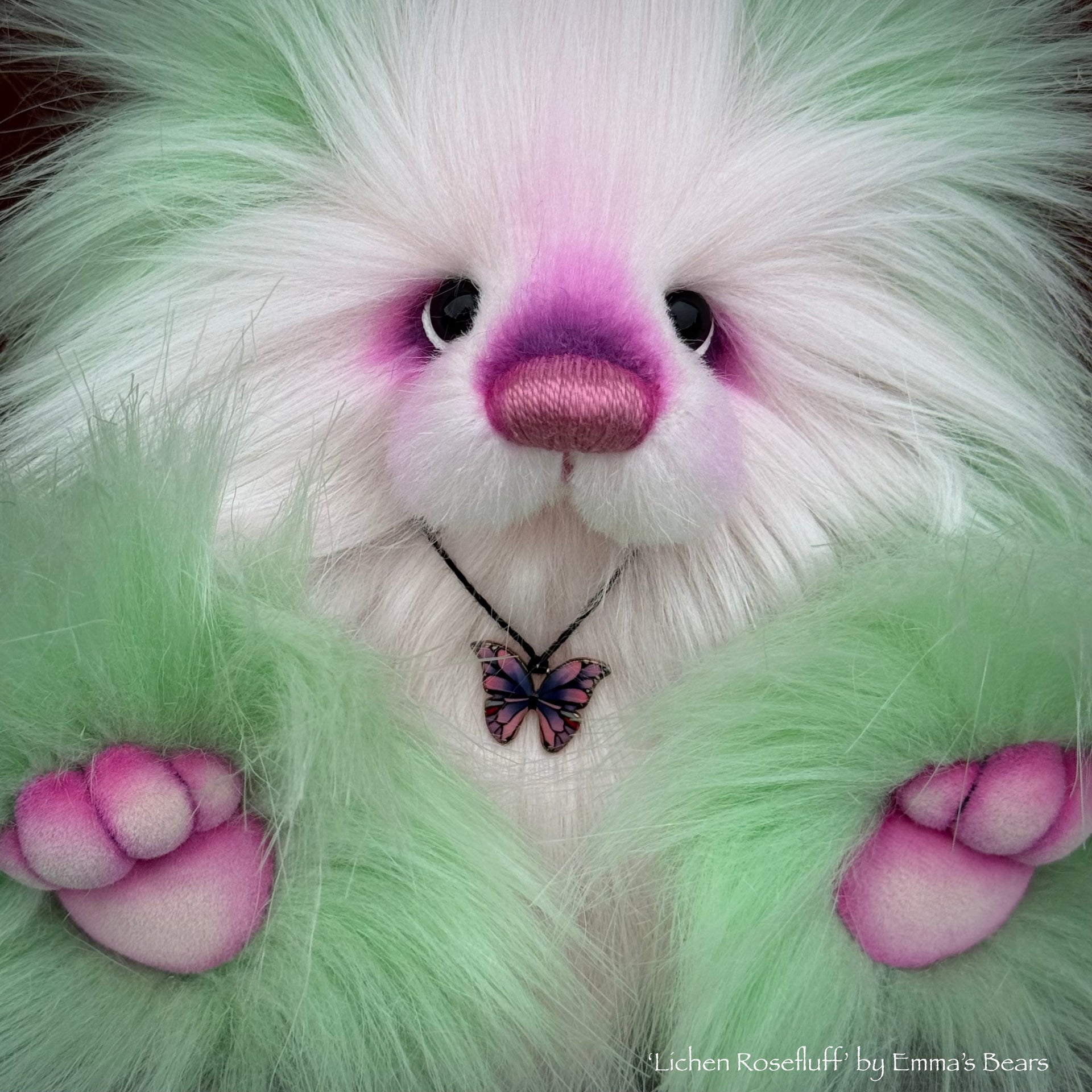 Lichen Rosefluff - 9" faux fur Artist Bear by Emma's Bears - OOAK