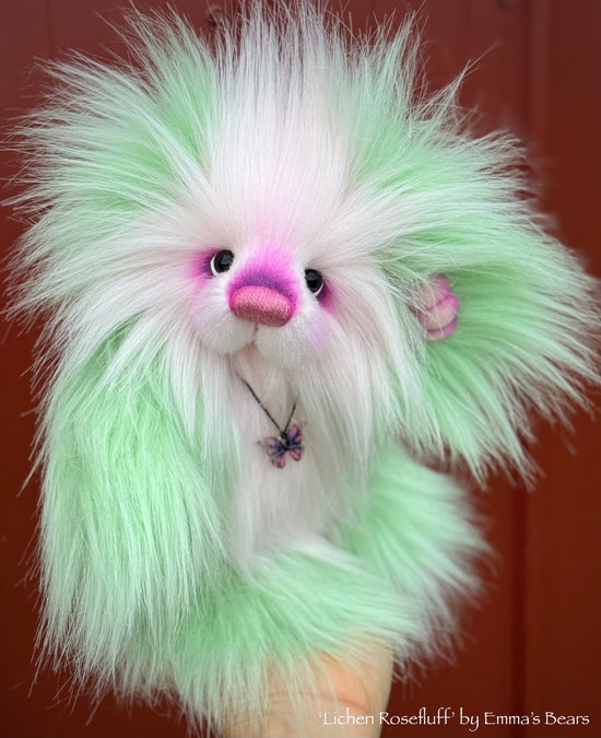 Lichen Rosefluff - 9" faux fur Artist Bear by Emma's Bears - OOAK