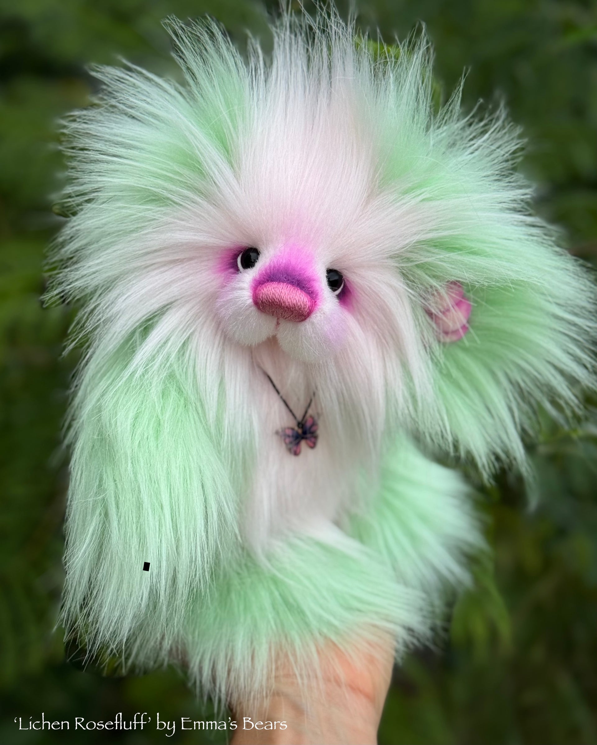 Lichen Rosefluff - 9" faux fur Artist Bear by Emma's Bears - OOAK