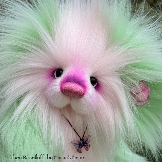 Lichen Rosefluff - 9" faux fur Artist Bear by Emma's Bears - OOAK