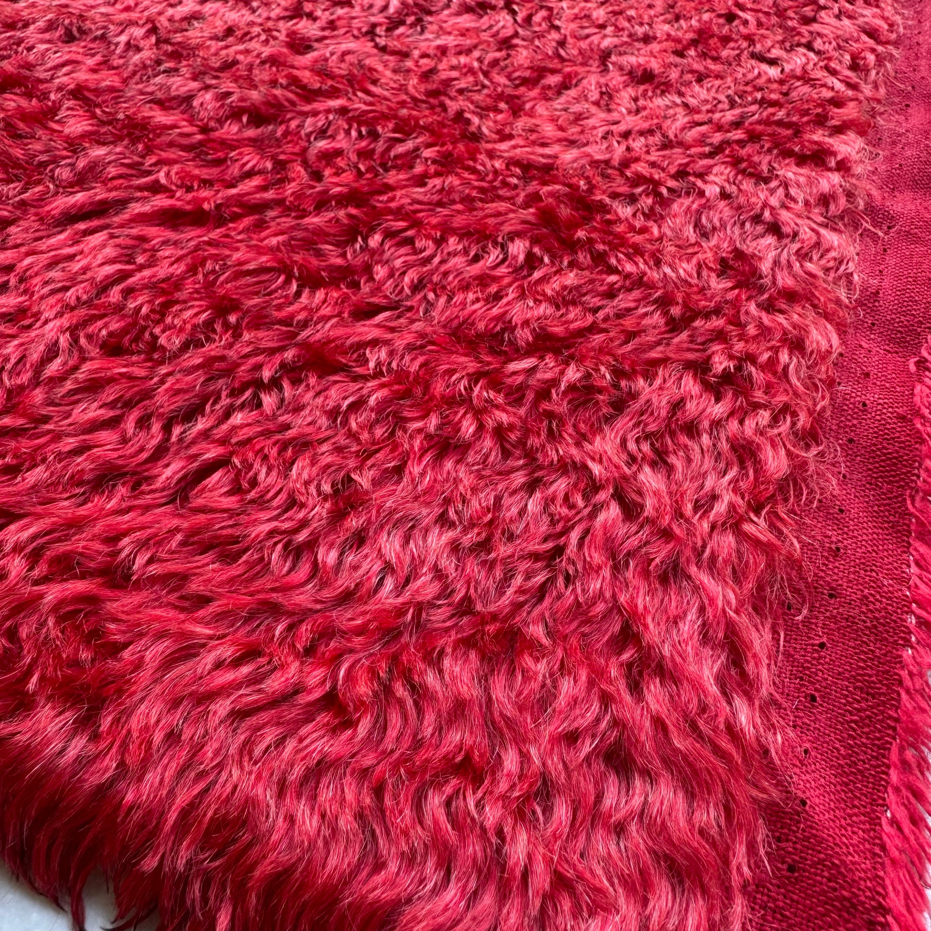 Crimped Mohair/Viscose - Hand Dyed Scarlet - Fat 1/8m - DEC065