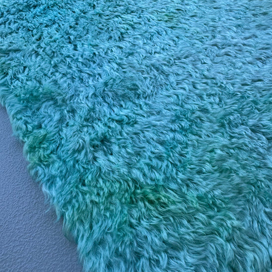Crimped Mohair/Viscose - Hand Dyed Aqua Lime Batik - Fat 1/8m - DEC068