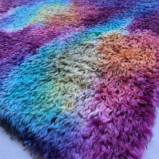 Crimped Mohair/Viscose - Hand Dyed Rainbow Clouds - Fat 1/4m - DEC076