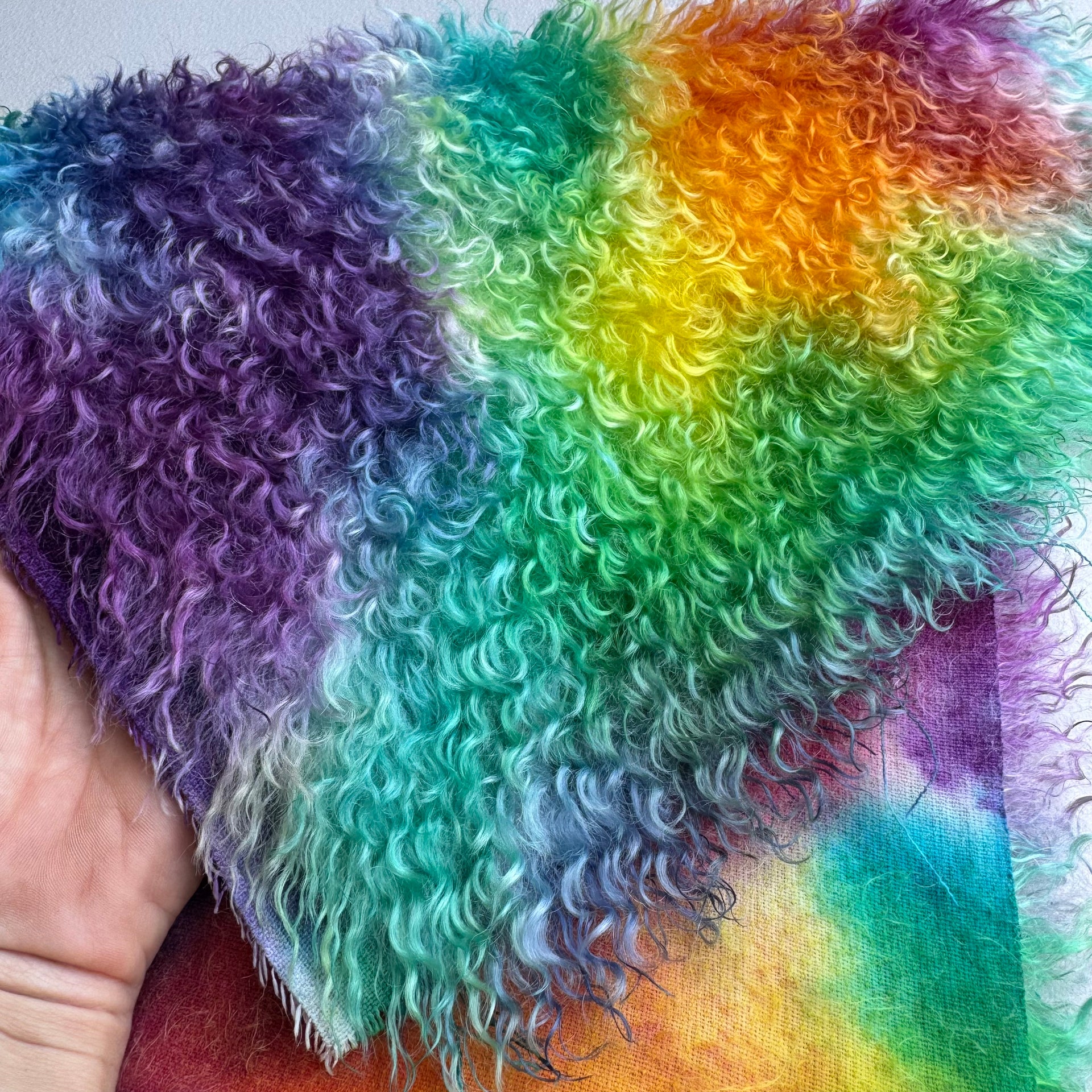 Curlylocks Mohair - Hand Dyed Bright Rainbow - Fat 1/8m - DEC103