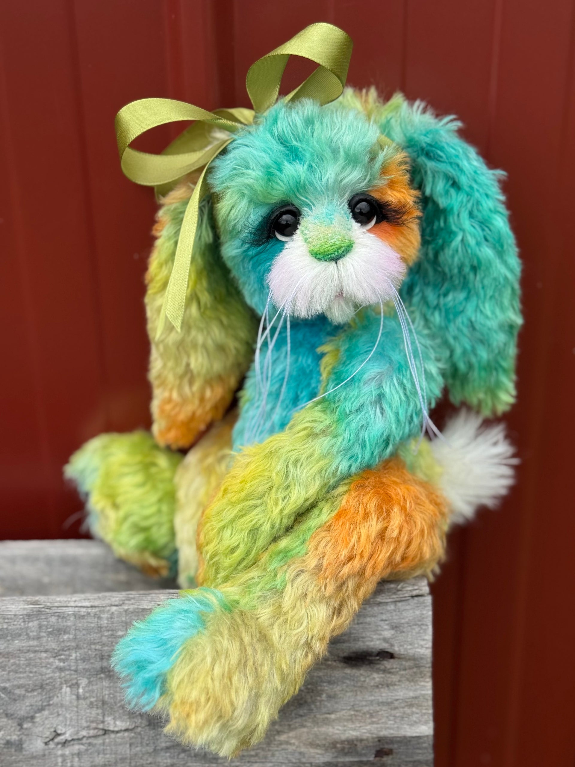 FireOpal - 12" Hand-Dyed Mohair Bunny by Emma's Bears - OOAK