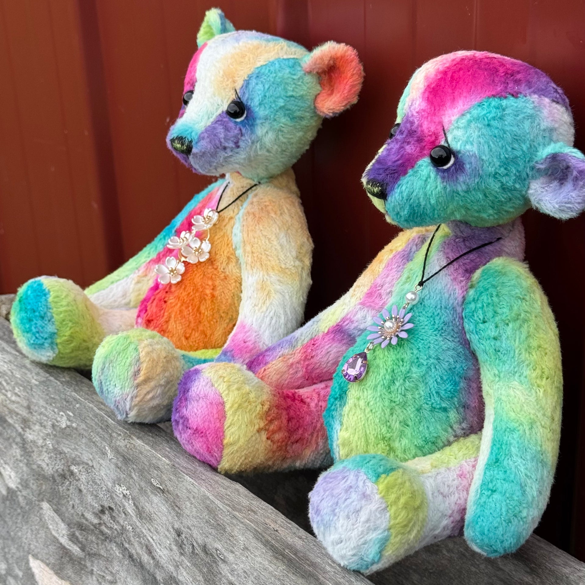 Medley - 10" Hand-dyed Rainbow Viscose artist bear by Emma's Bears - OOAK