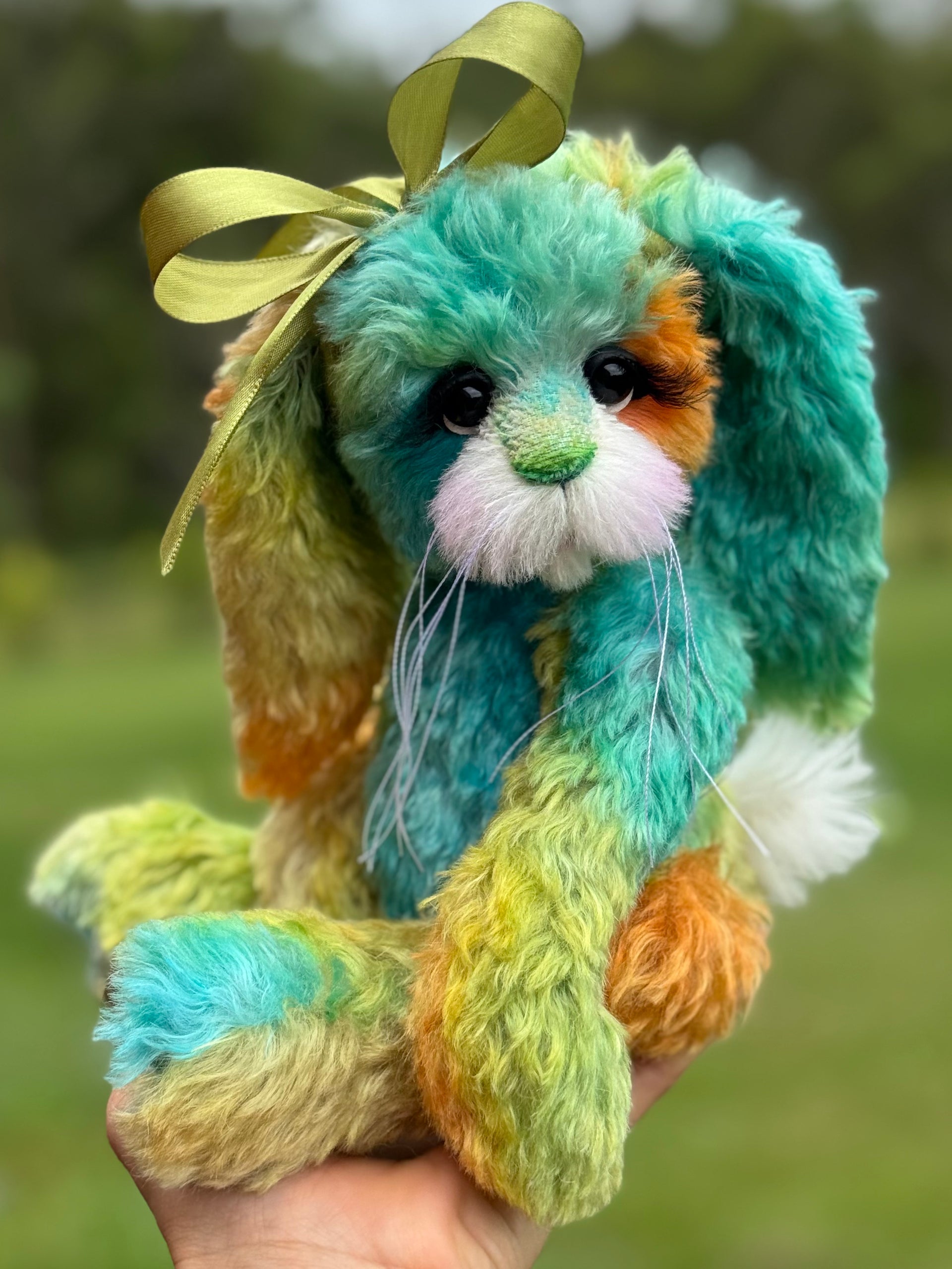 FireOpal - 12" Hand-Dyed Mohair Bunny by Emma's Bears - OOAK