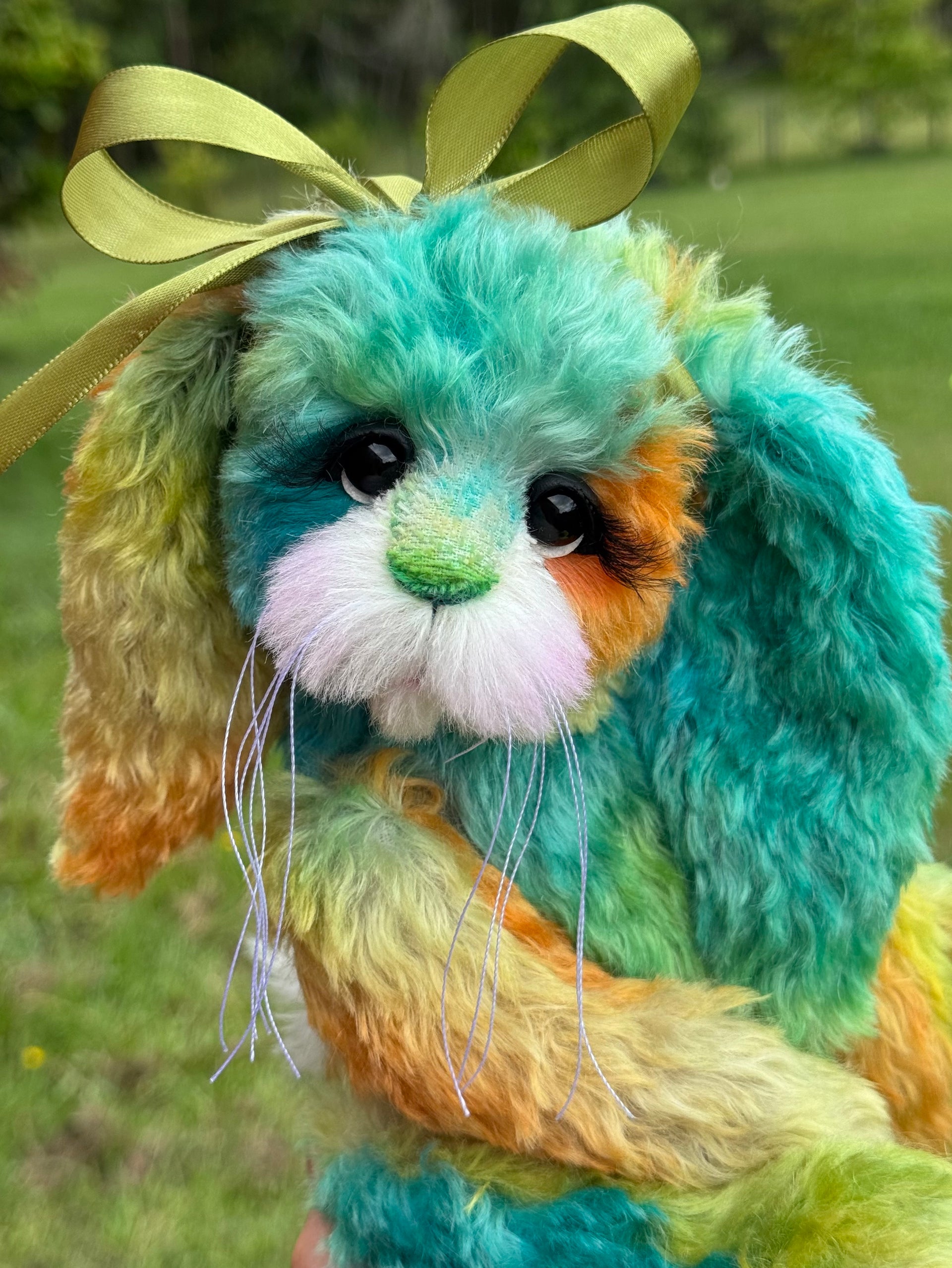 FireOpal - 12" Hand-Dyed Mohair Bunny by Emma's Bears - OOAK