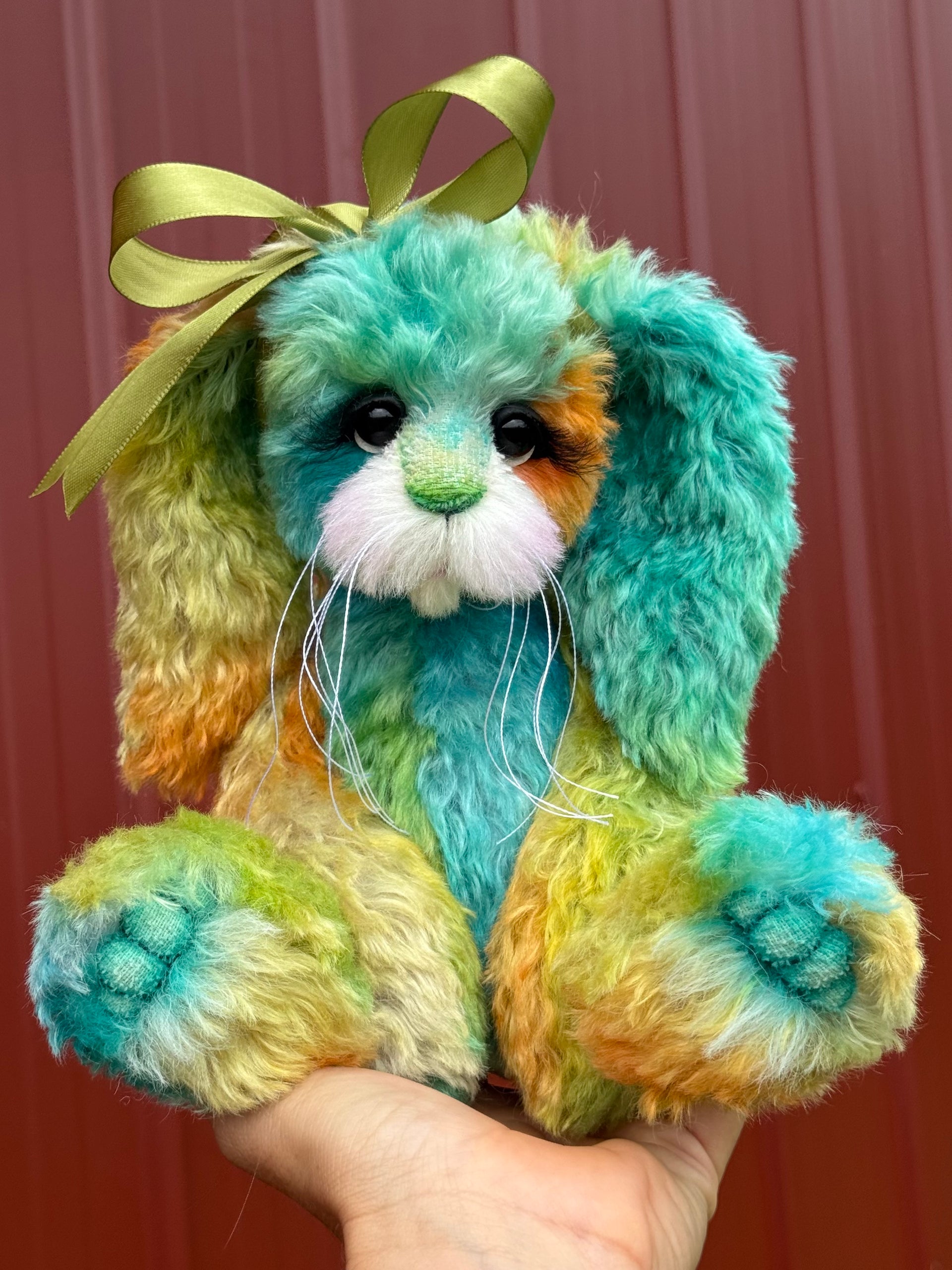 FireOpal - 12" Hand-Dyed Mohair Bunny by Emma's Bears - OOAK