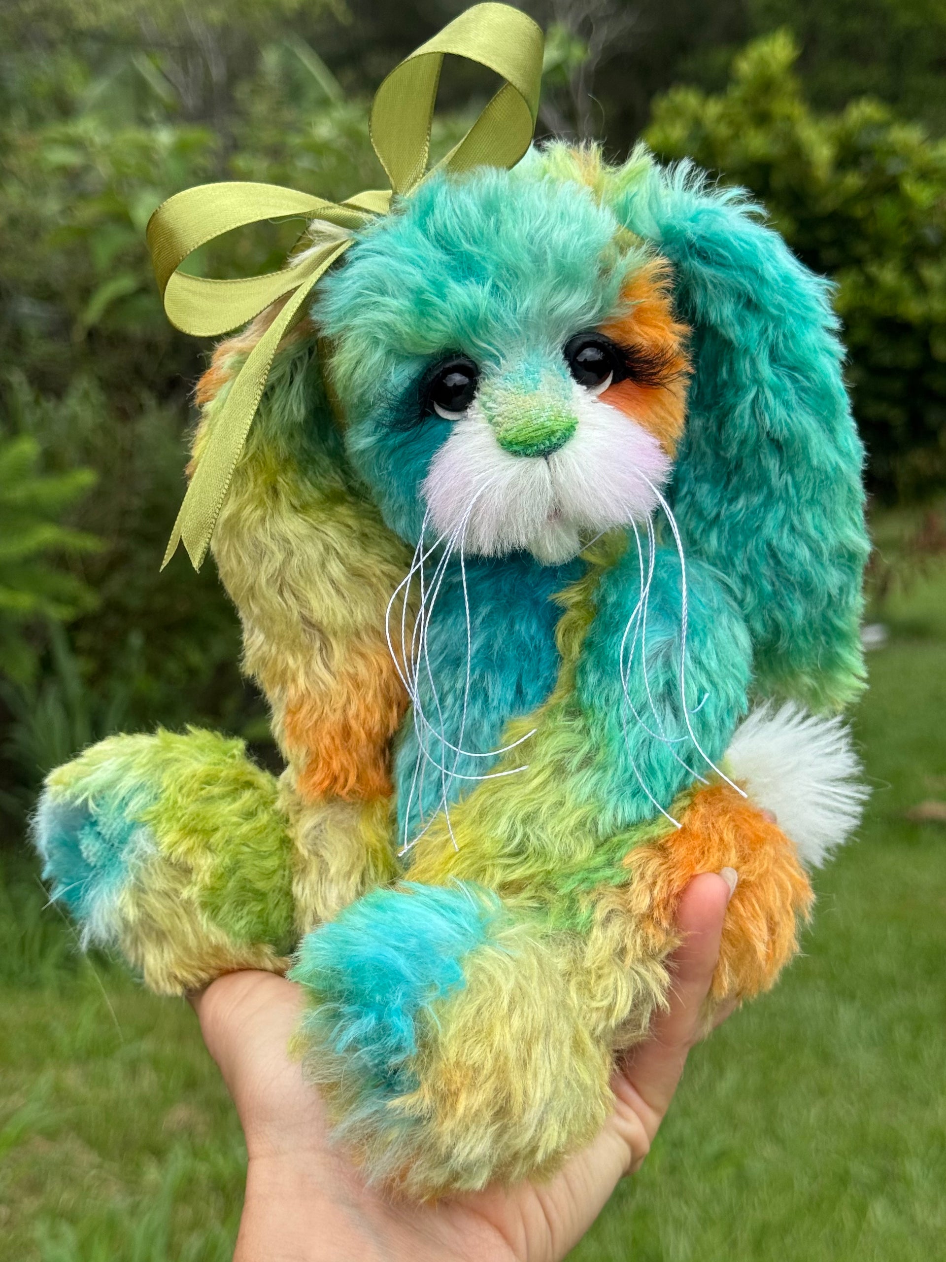 FireOpal - 12" Hand-Dyed Mohair Bunny by Emma's Bears - OOAK