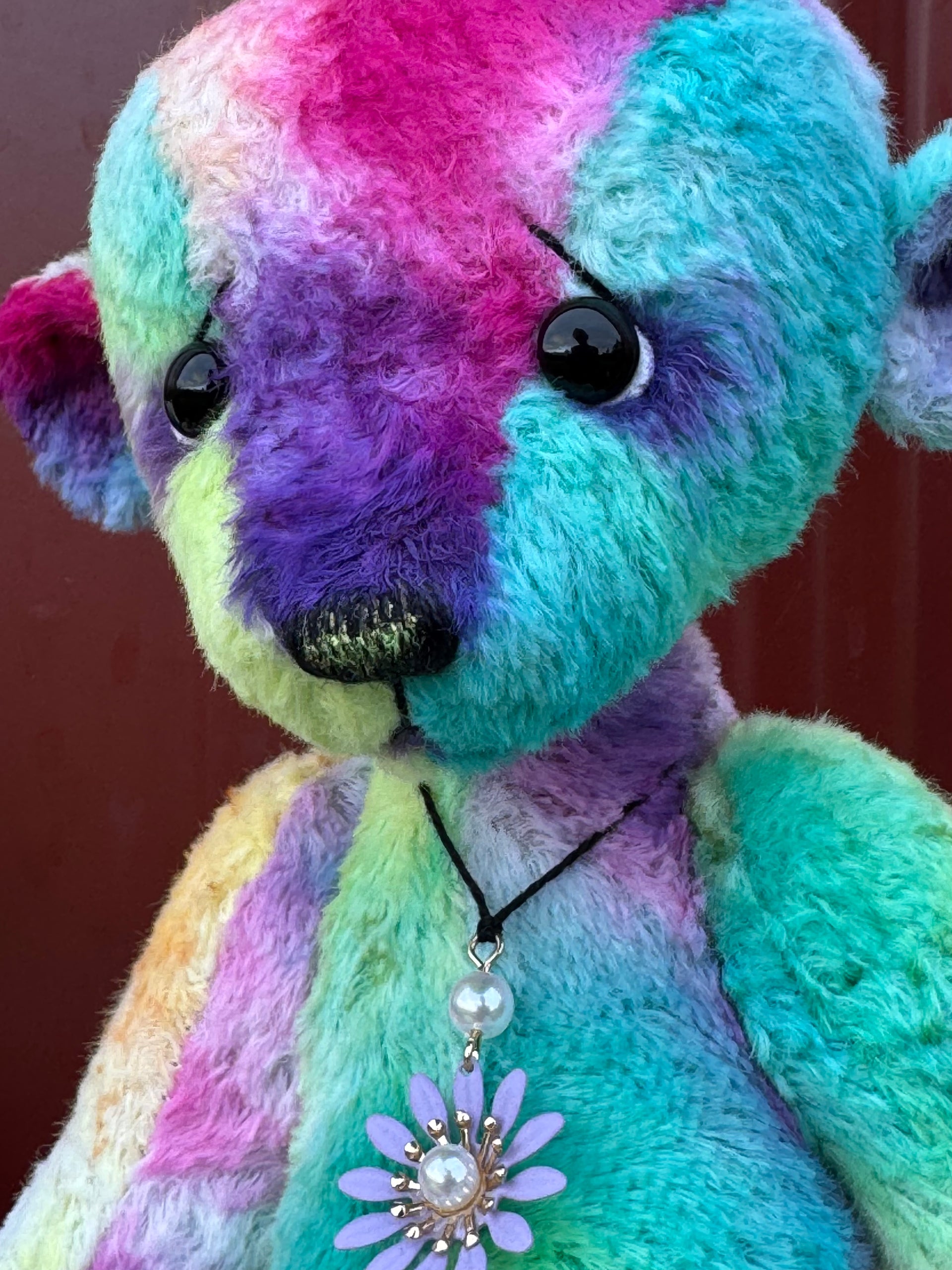 Medley - 10" Hand-dyed Rainbow Viscose artist bear by Emma's Bears - OOAK