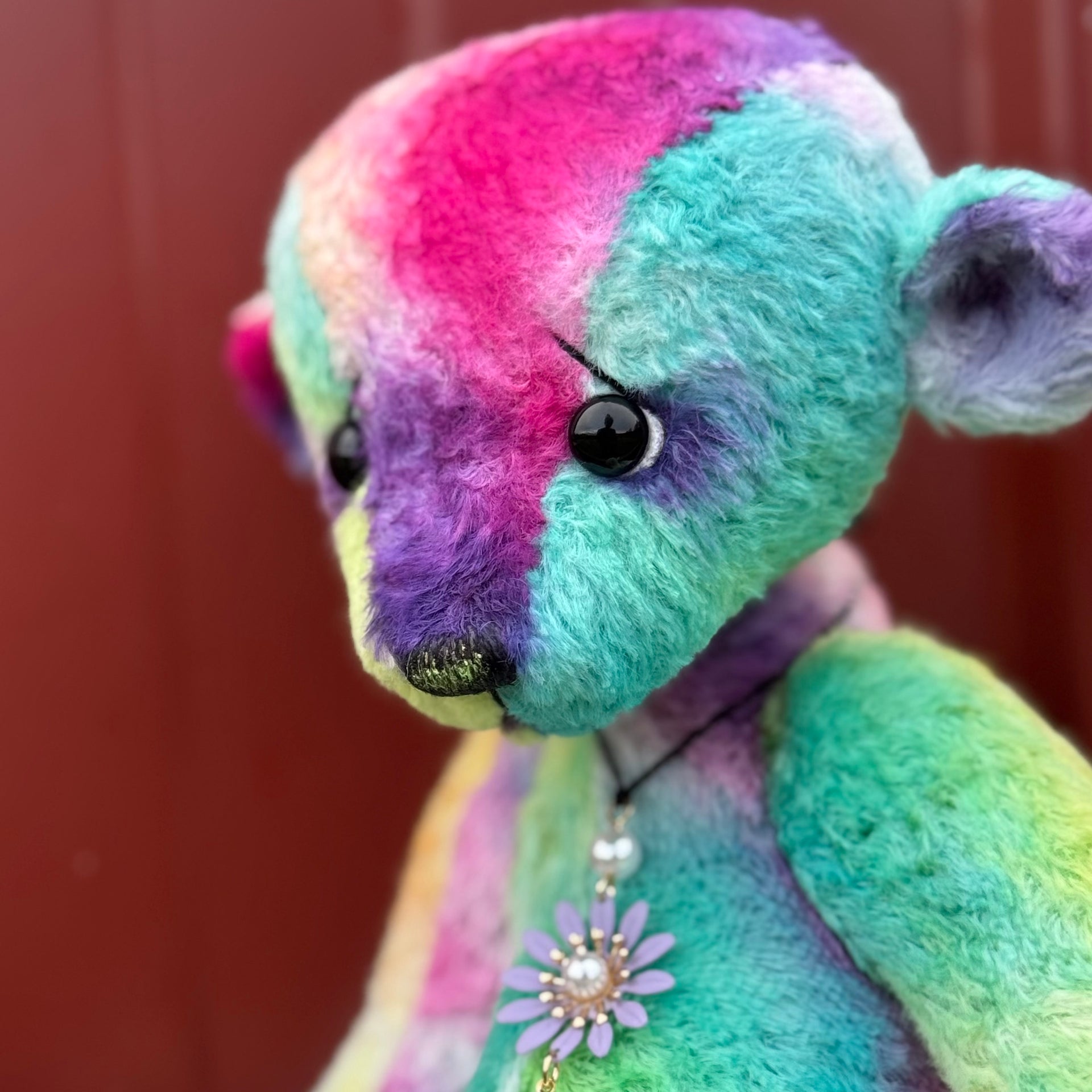 Medley - 10" Hand-dyed Rainbow Viscose artist bear by Emma's Bears - OOAK