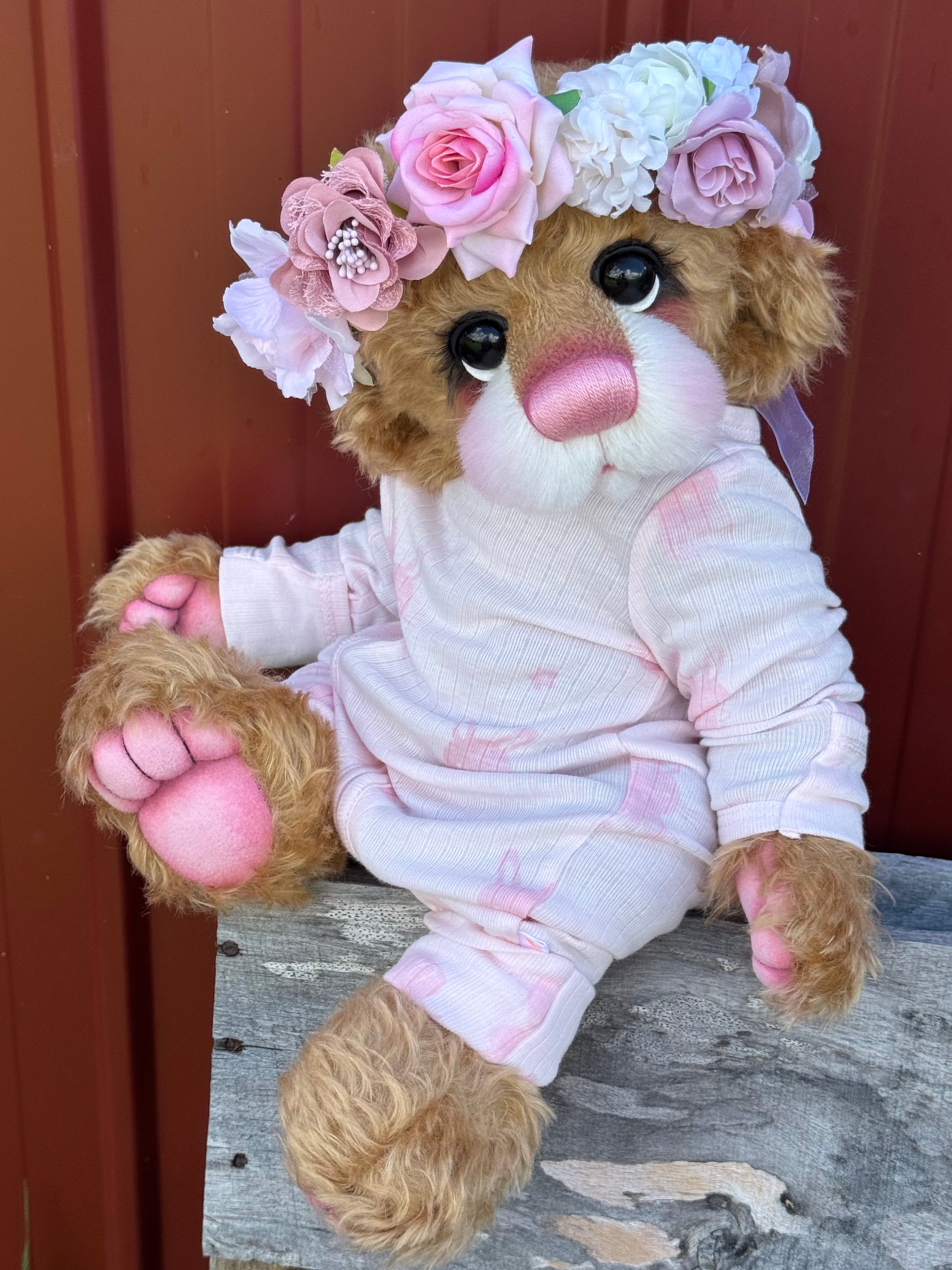 Lilibet Flower - 17" Golden Mohair EASTER Artist Bear by Emma's Bears - OOAK