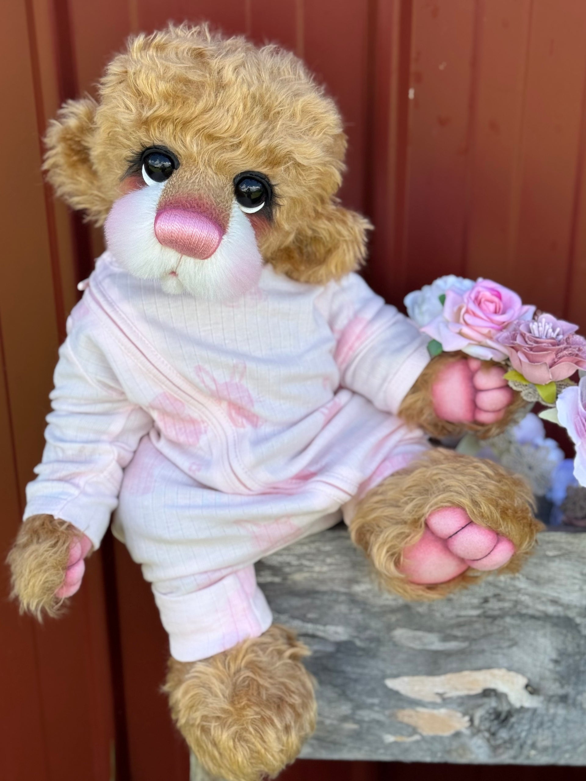 Lilibet Flower - 17" Golden Mohair EASTER Artist Bear by Emma's Bears - OOAK