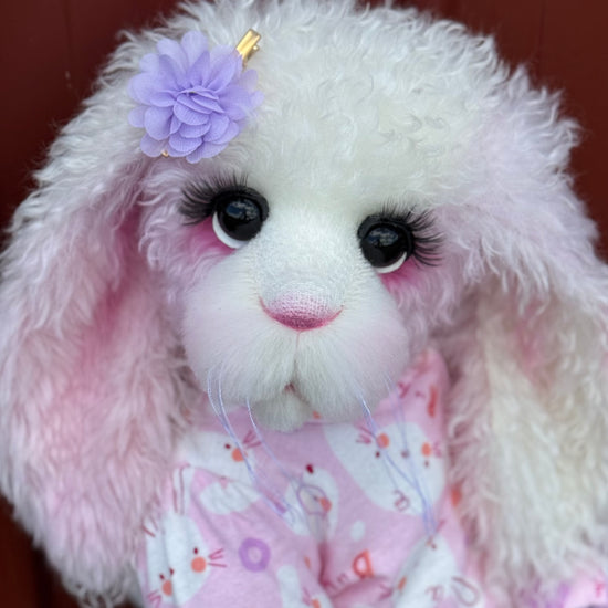 Marshmallow Sunday - 22" Pink and Lilac Mohair and Alpaca Easter Artist Bunny by Emma's Bears - OOAK