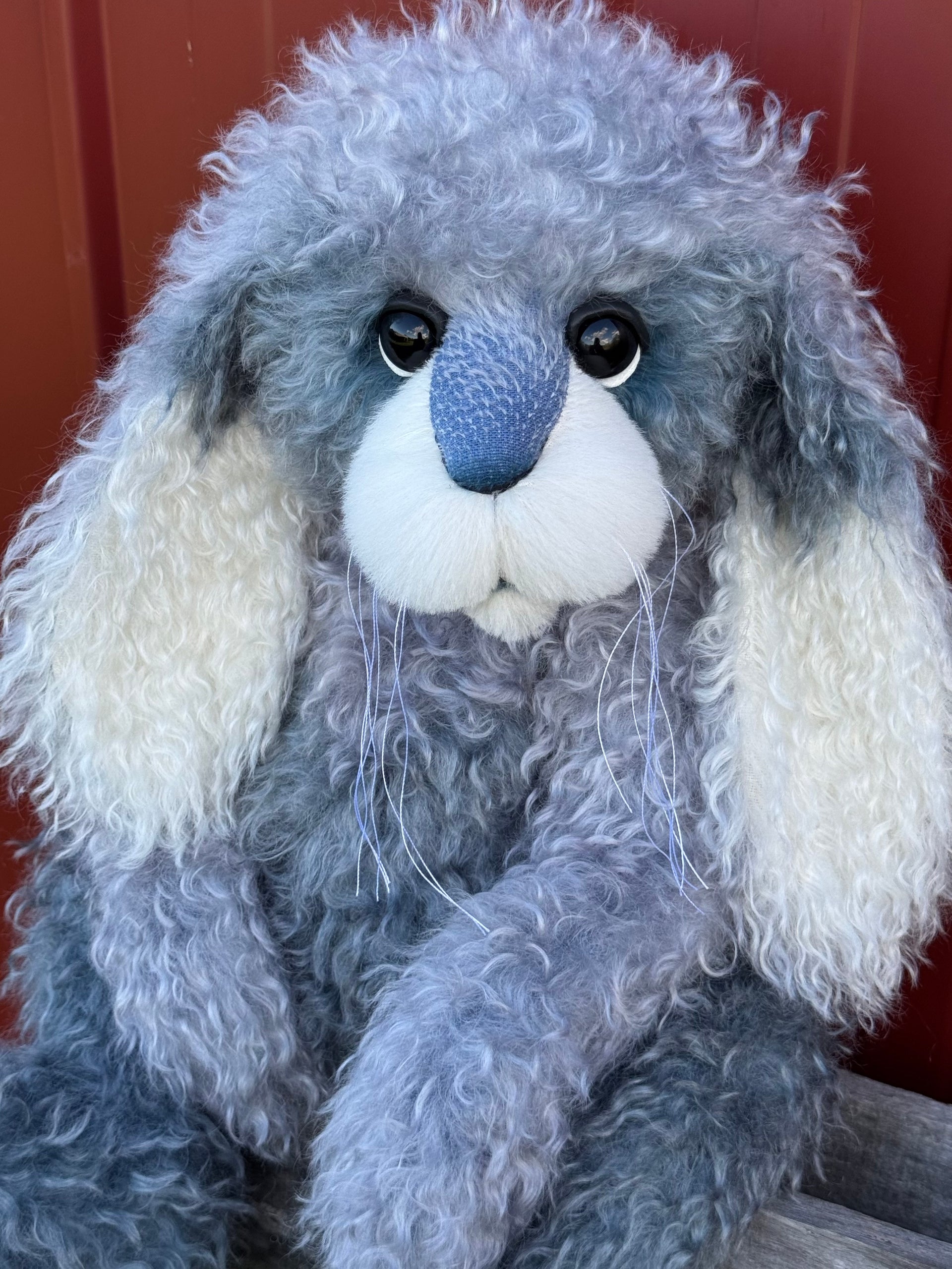 Cottontail Peep - 22" Silvery Blue Mohair Easter Artist Bunny by Emma's Bears - OOAK
