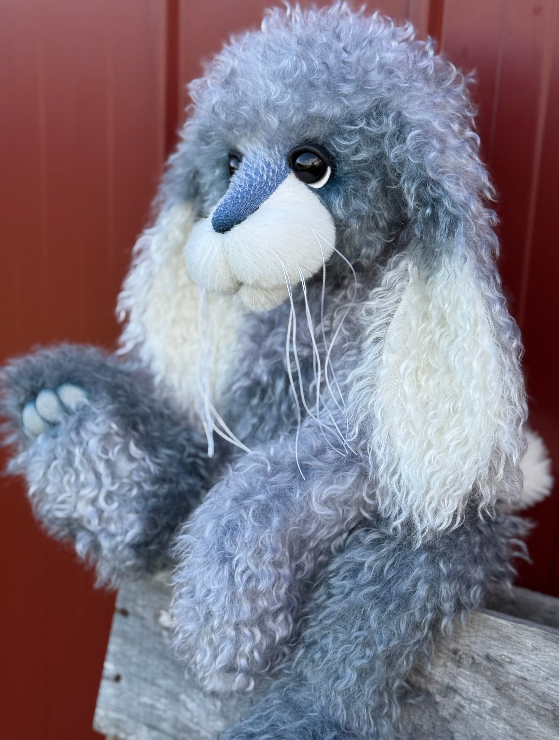 Cottontail Peep - 22" Silvery Blue Mohair Easter Artist Bunny by Emma's Bears - OOAK