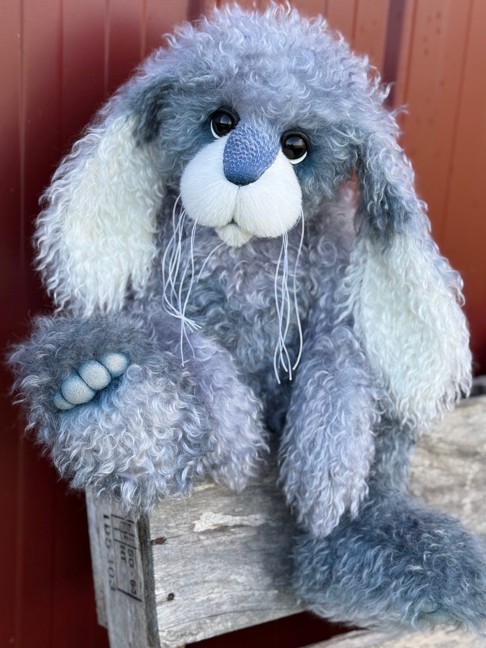 Cottontail Peep - 22" Silvery Blue Mohair Easter Artist Bunny by Emma's Bears - OOAK