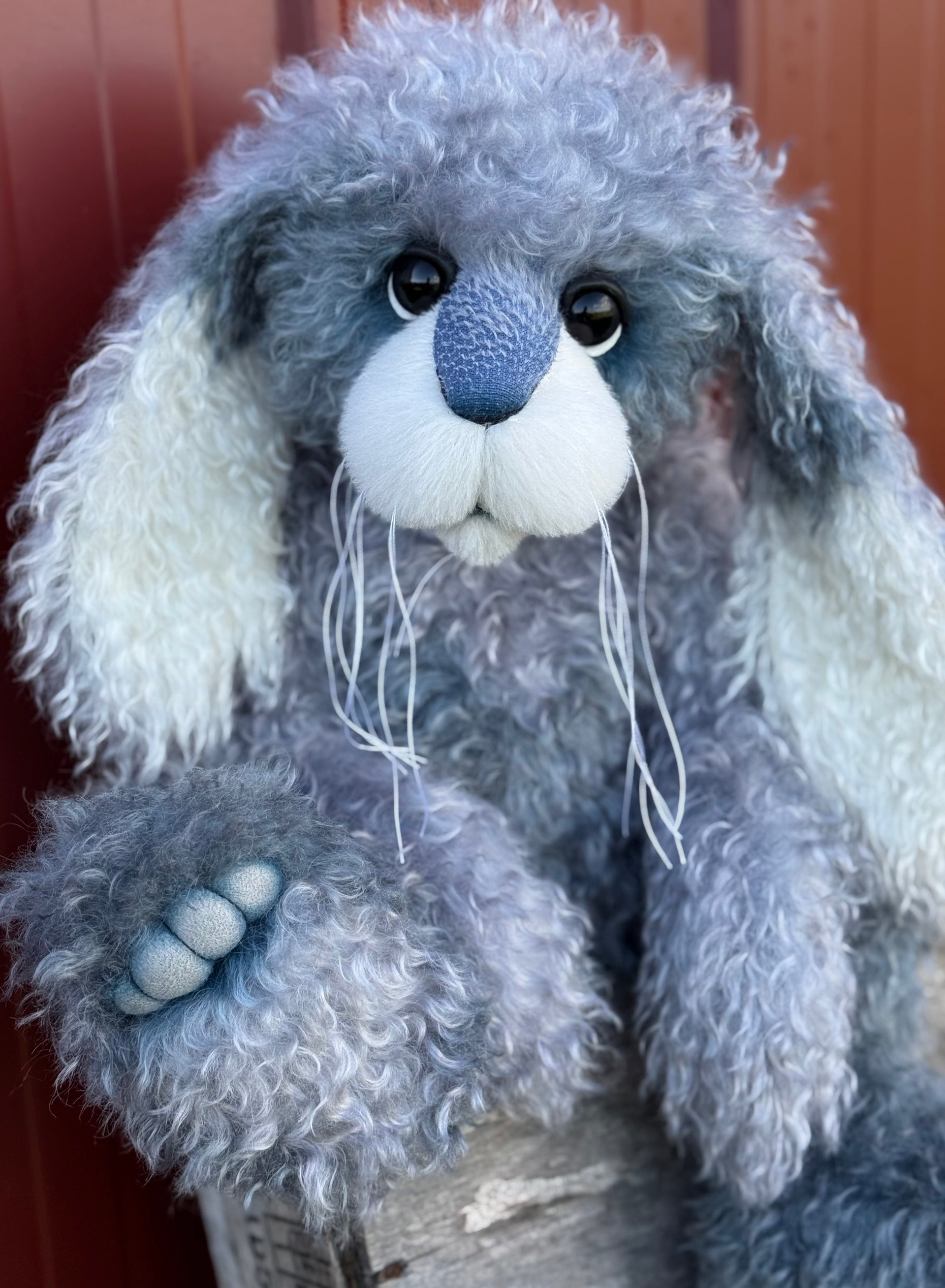 Cottontail Peep - 22" Silvery Blue Mohair Easter Artist Bunny by Emma's Bears - OOAK