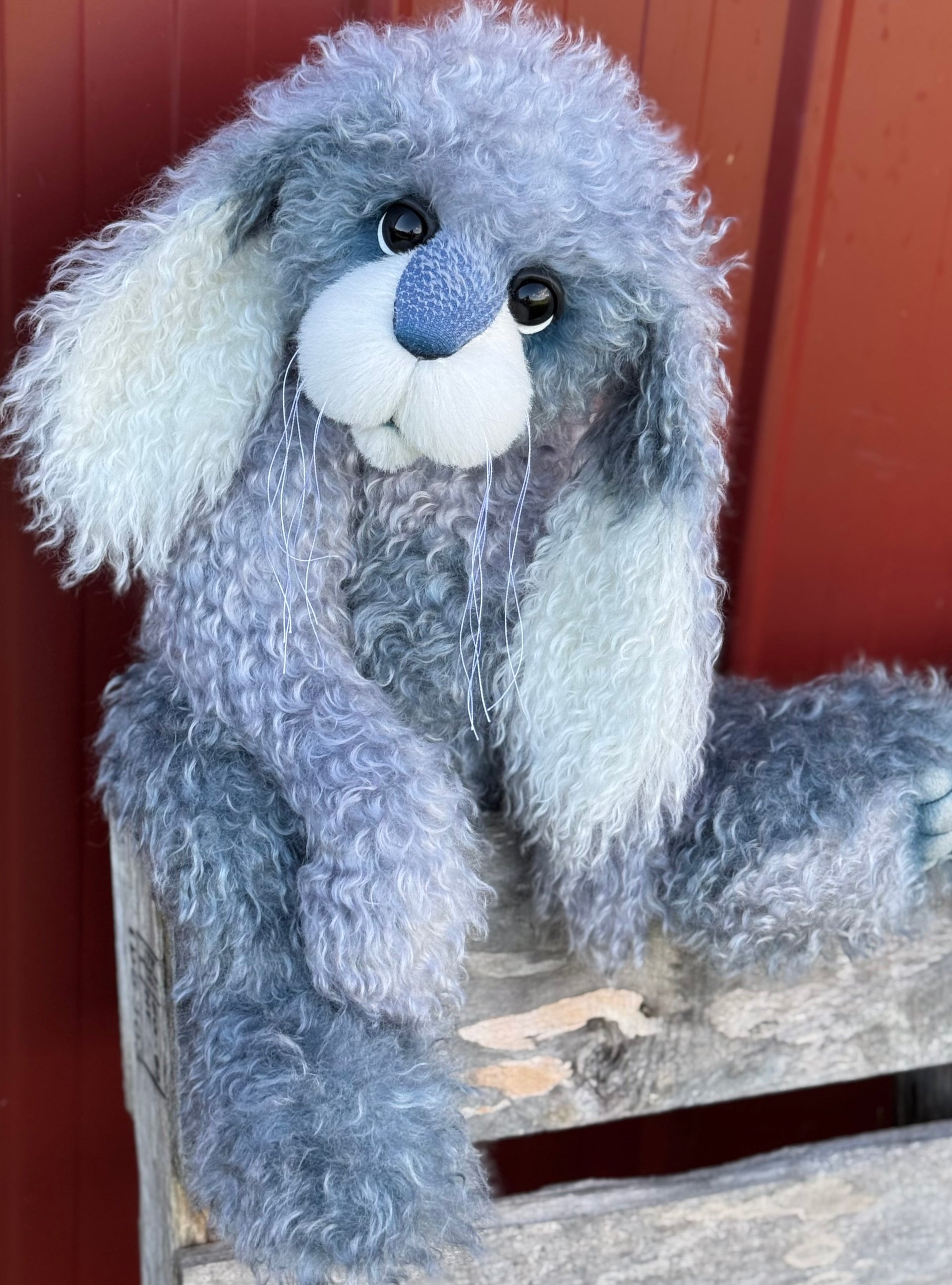 Cottontail Peep - 22" Silvery Blue Mohair Easter Artist Bunny by Emma's Bears - OOAK