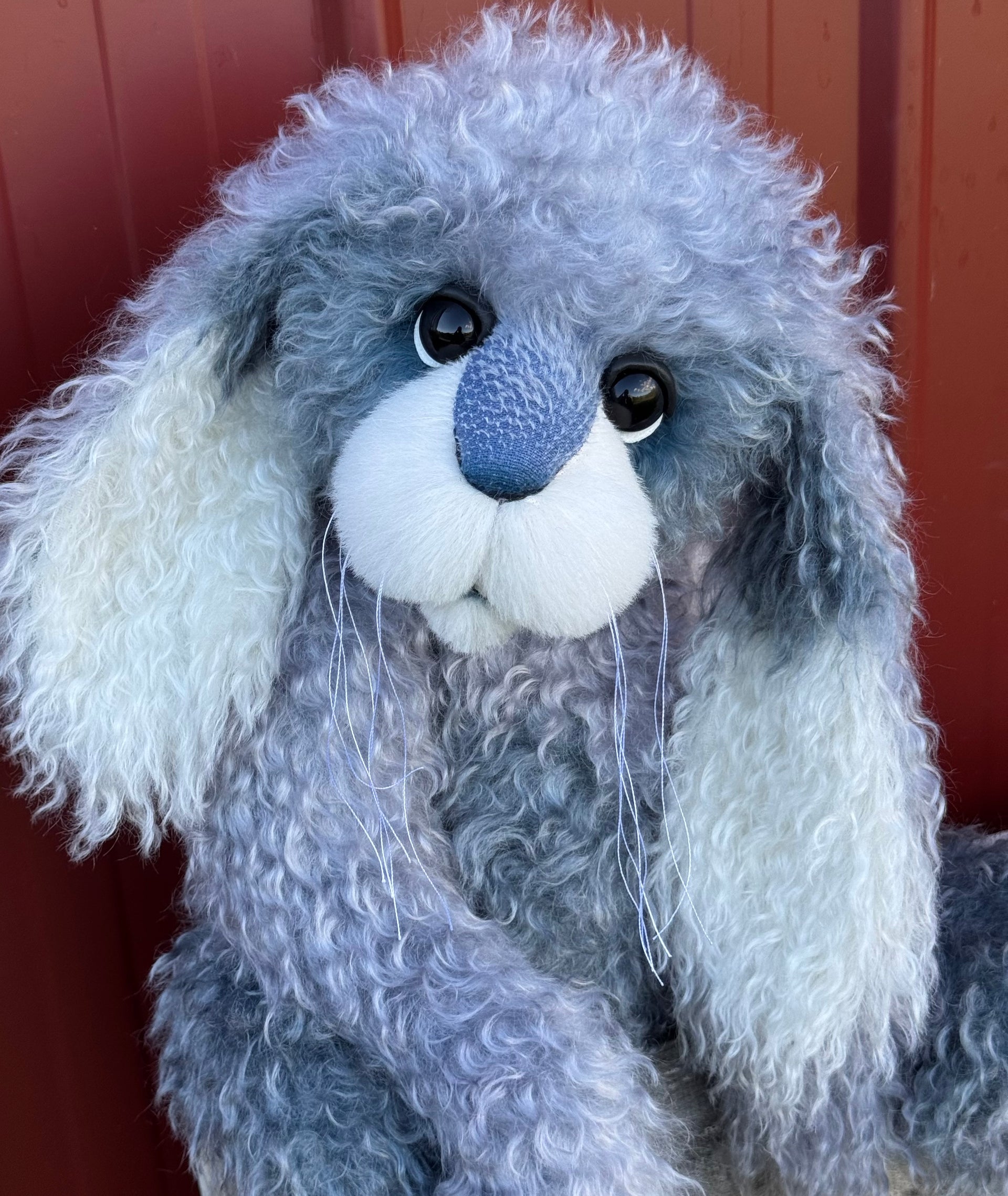 Cottontail Peep - 22" Silvery Blue Mohair Easter Artist Bunny by Emma's Bears - OOAK