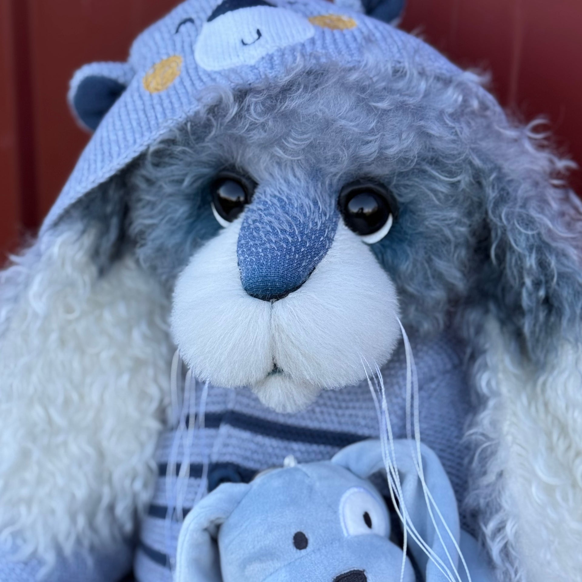 Cottontail Peep - 22" Silvery Blue Mohair Easter Artist Bunny by Emma's Bears - OOAK