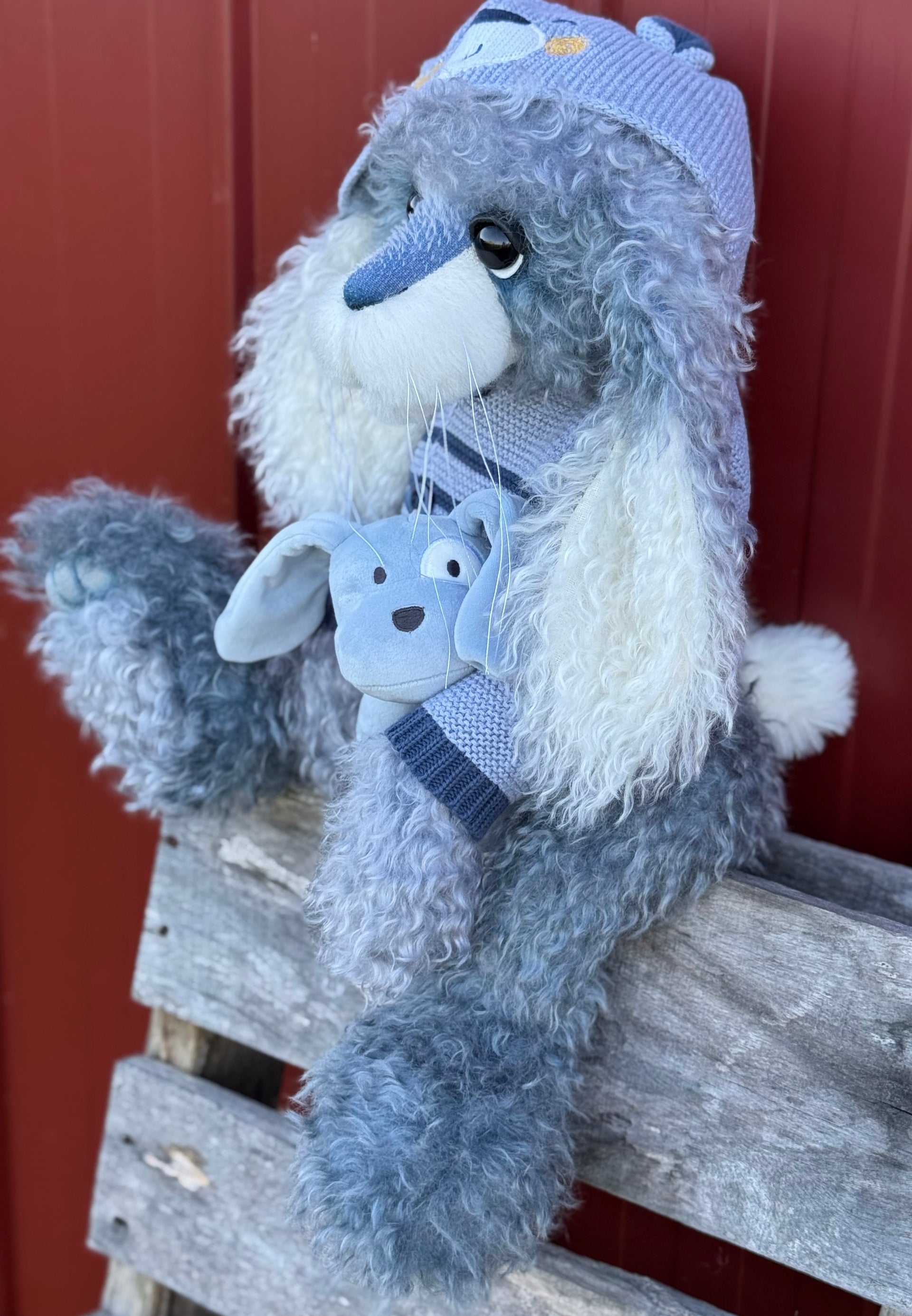 Cottontail Peep - 22" Silvery Blue Mohair Easter Artist Bunny by Emma's Bears - OOAK