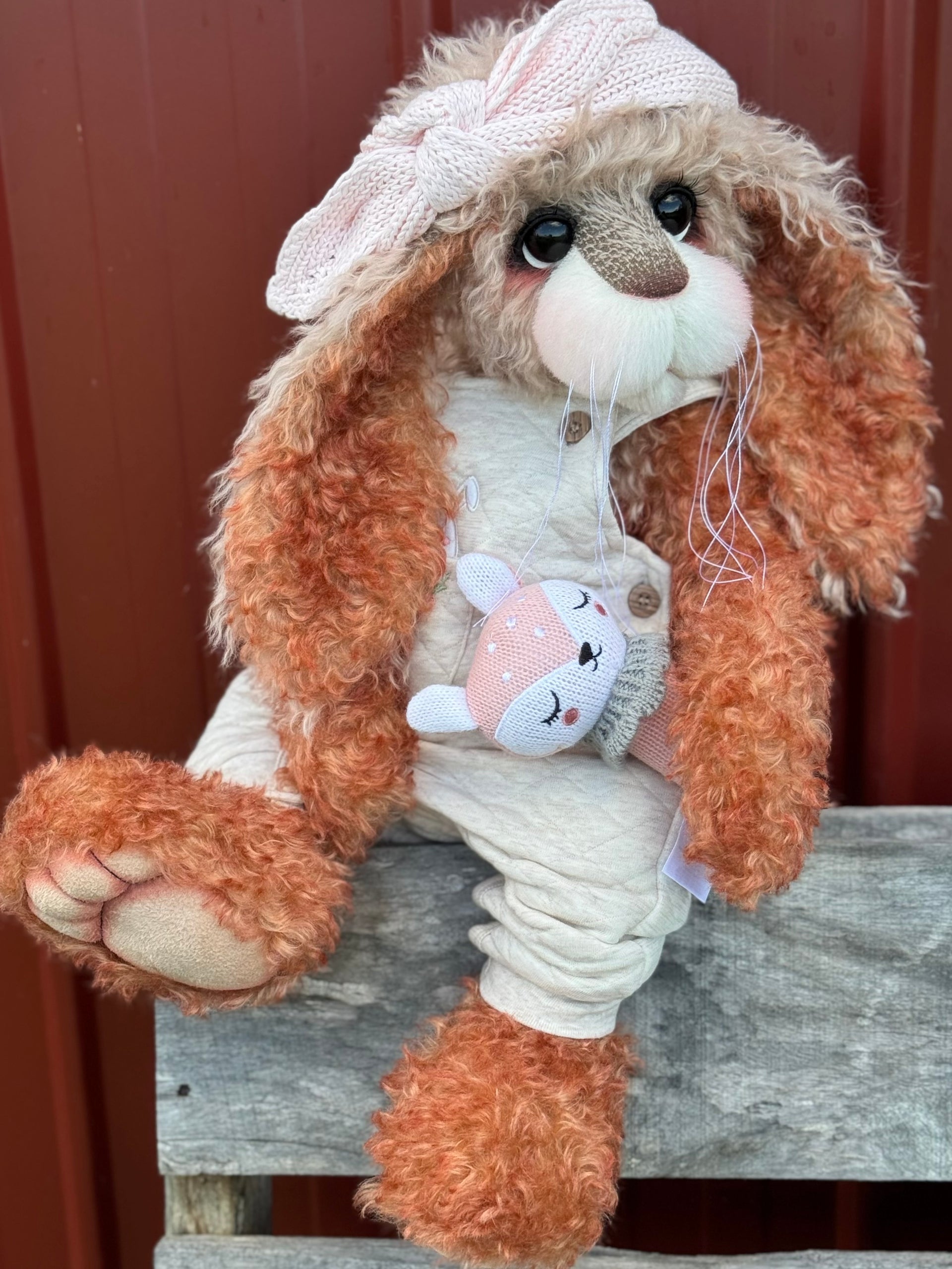 Blossom Daffodil - 22" Auburn and Beige Mohair Easter Artist Bunny by Emma's Bears - OOAK