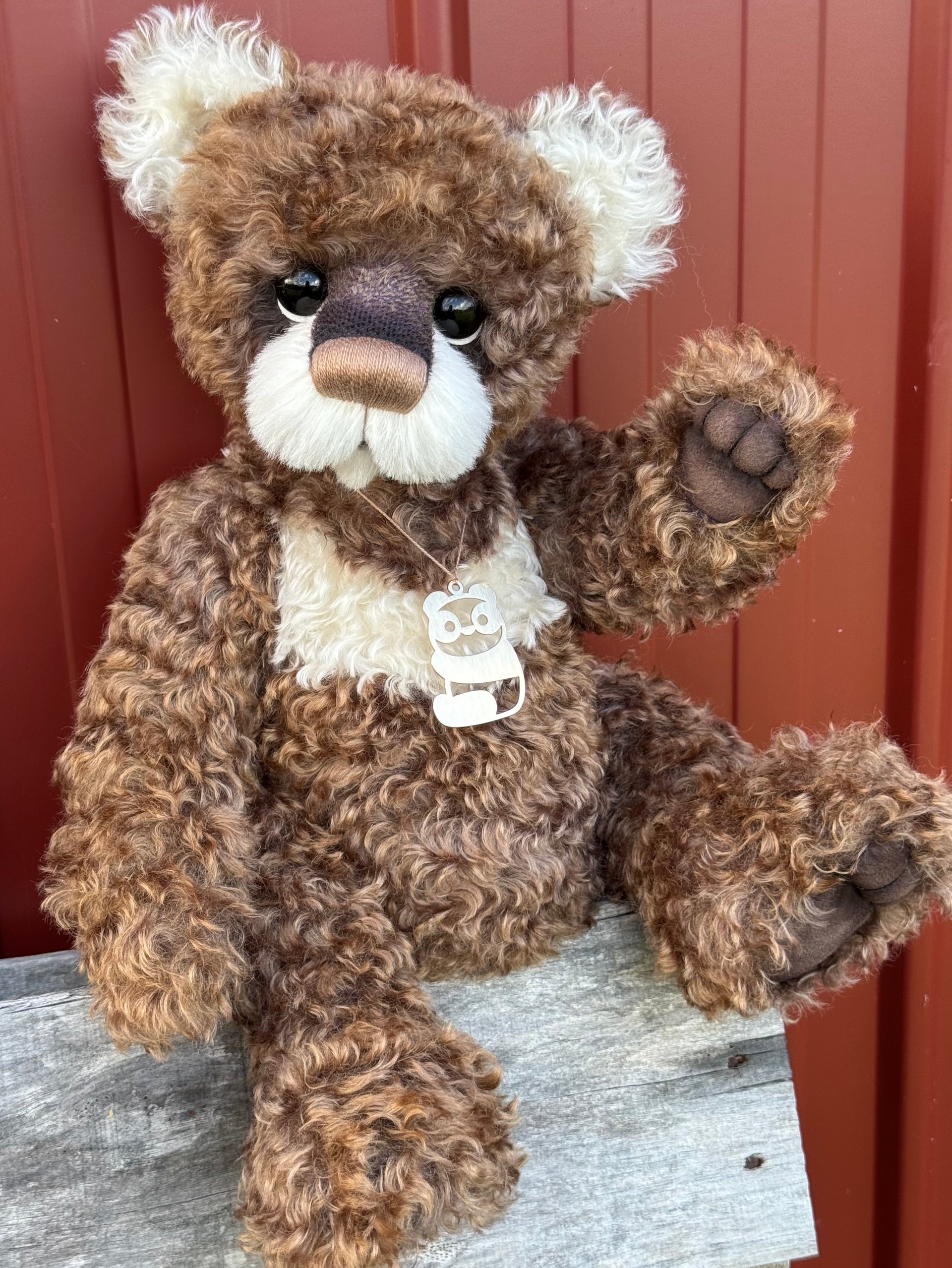 Timothy - 18" Hand-dyed curly kid mohair Artist Bear by Emma's Bears - OOAK