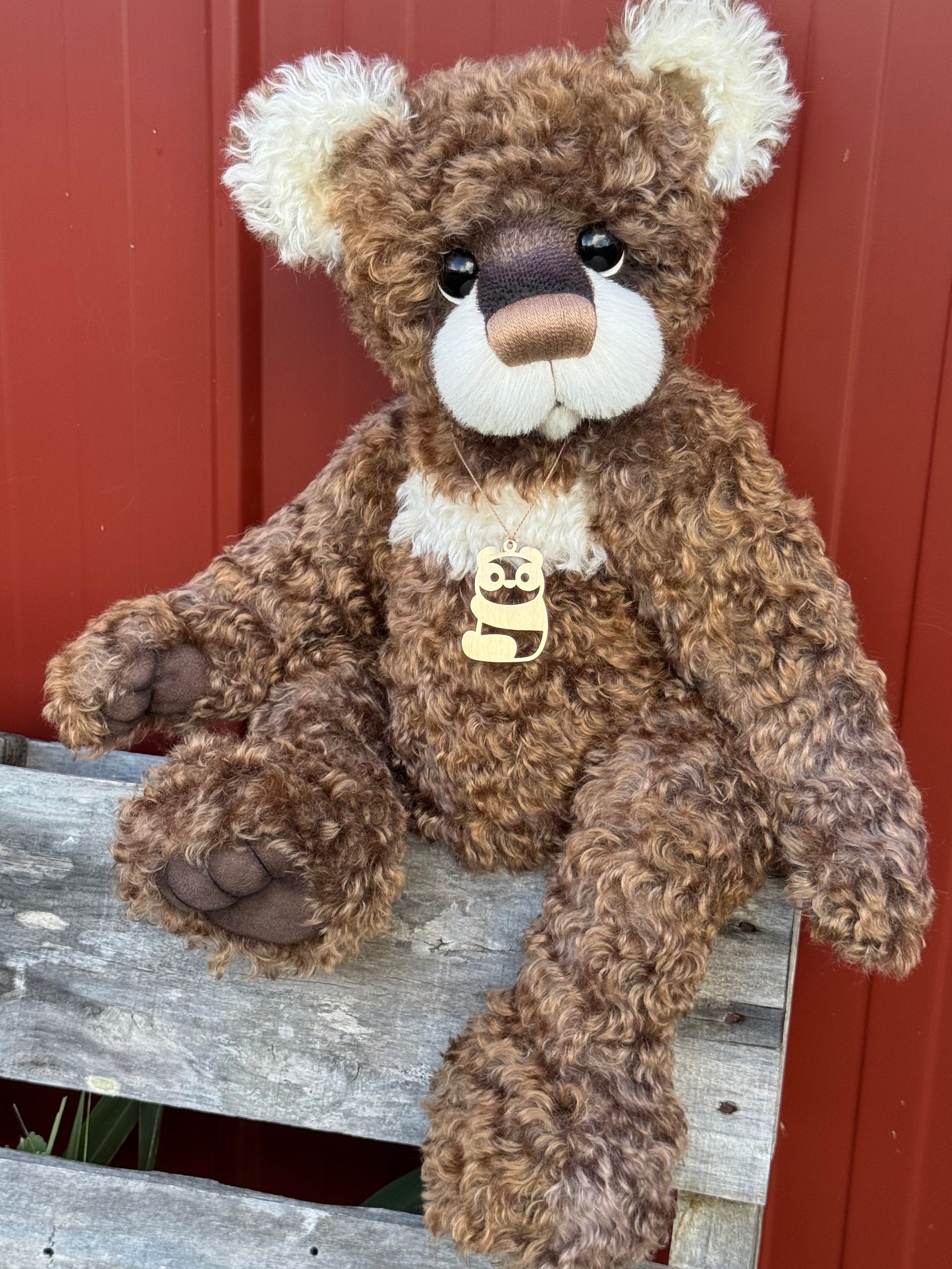 Jarrah - 21" Hand-dyed curly kid mohair Artist Bear by Emma's Bears - OOAK