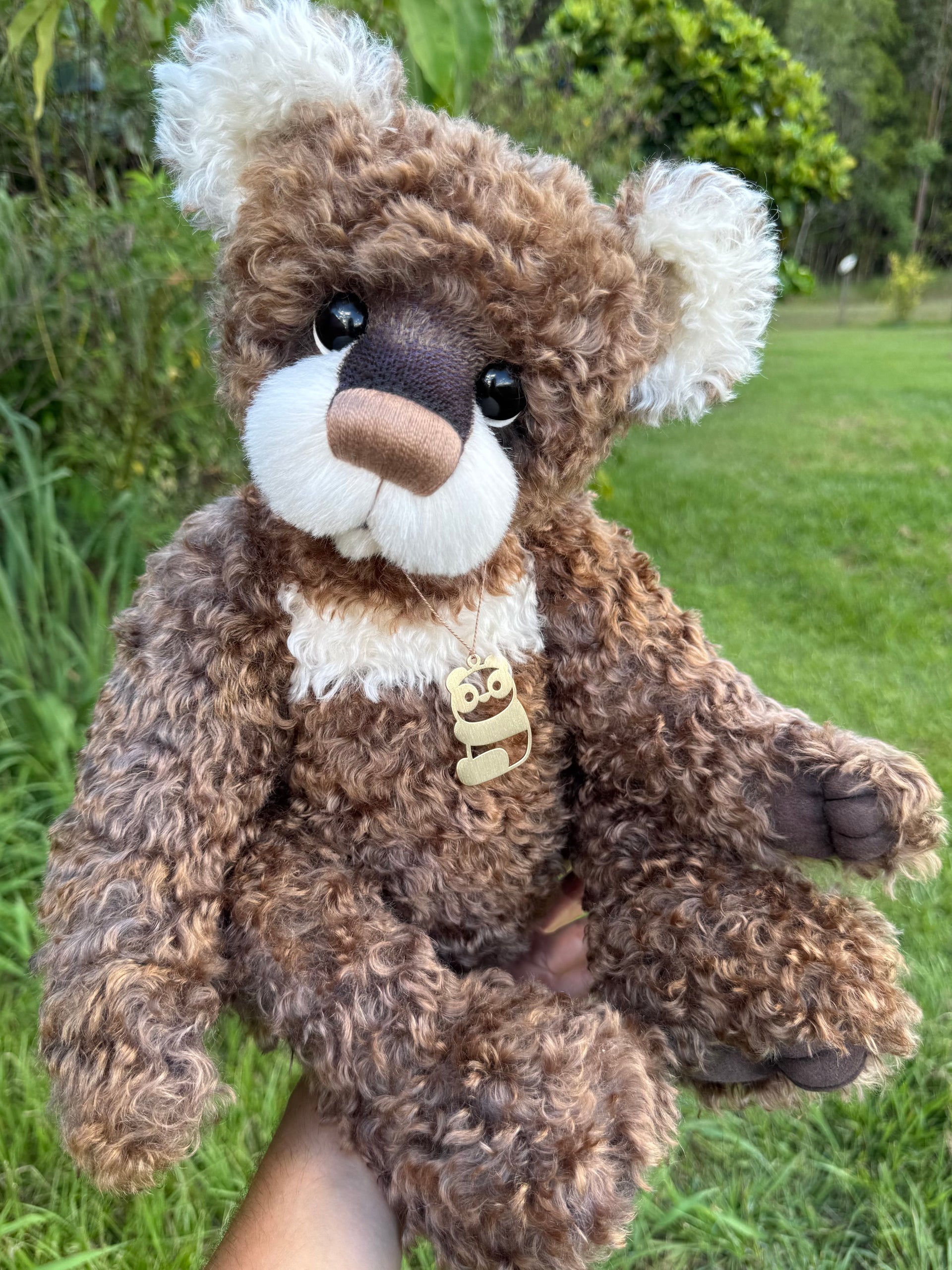 Jarrah - 21" Hand-dyed curly kid mohair Artist Bear by Emma's Bears - OOAK