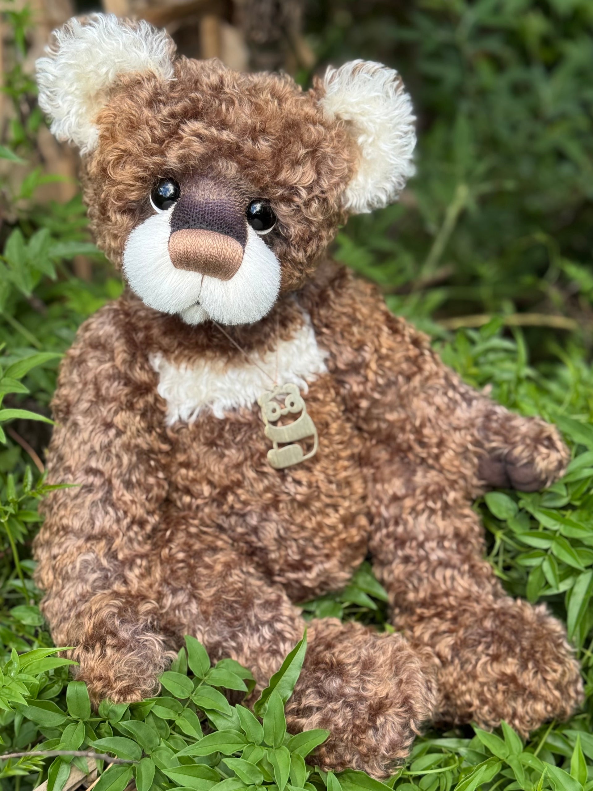 Jarrah - 21" Hand-dyed curly kid mohair Artist Bear by Emma's Bears - OOAK