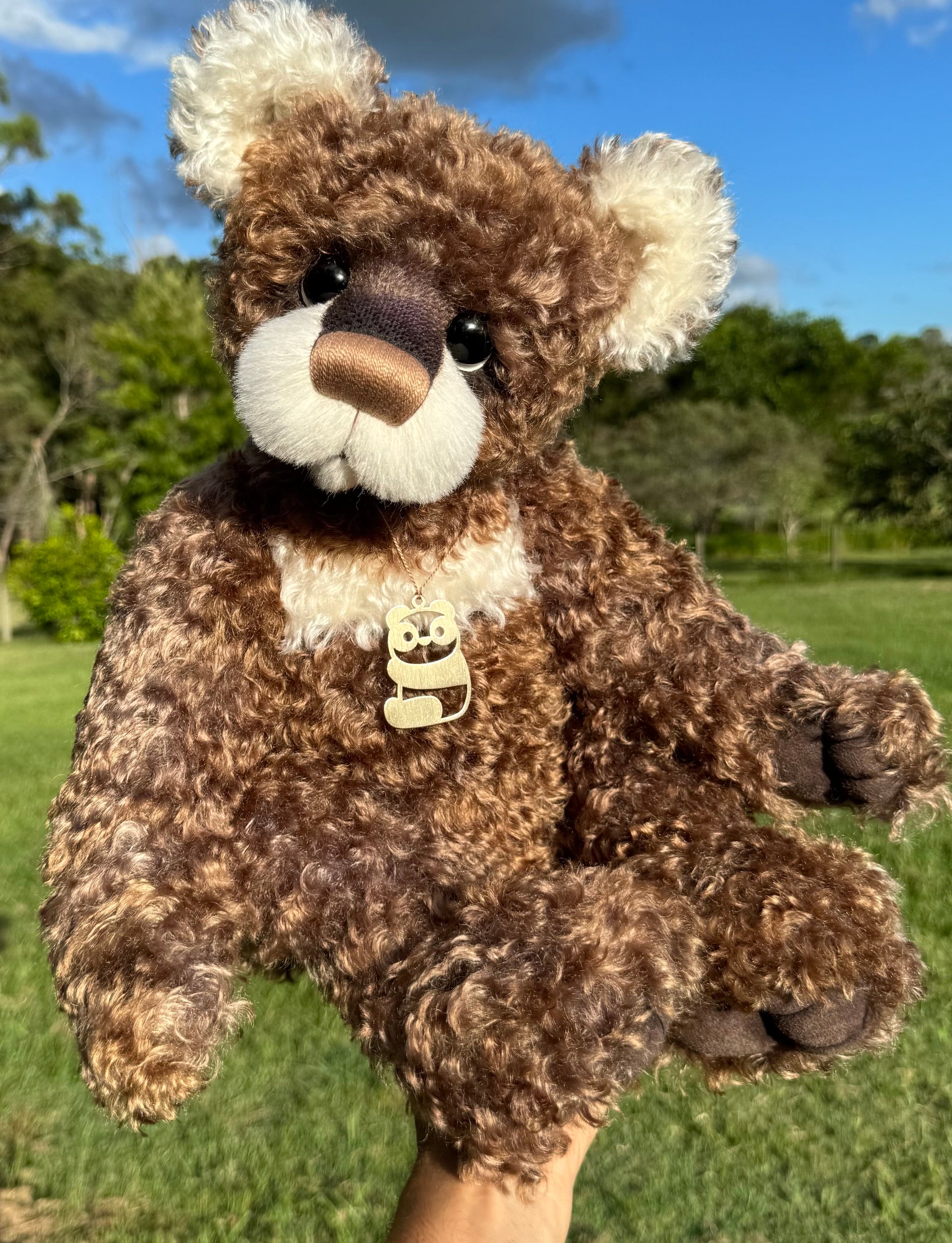 Jarrah - 21" Hand-dyed curly kid mohair Artist Bear by Emma's Bears - OOAK