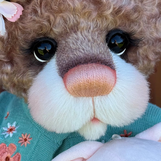 Daisy Nutmeg - 18" Chocolate and Peach Mohair EASTER Artist Bear by Emma's Bears - OOAK