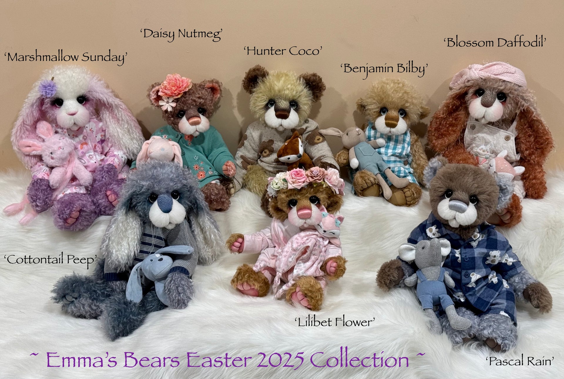 Cottontail Peep - 22" Silvery Blue Mohair Easter Artist Bunny by Emma's Bears - OOAK