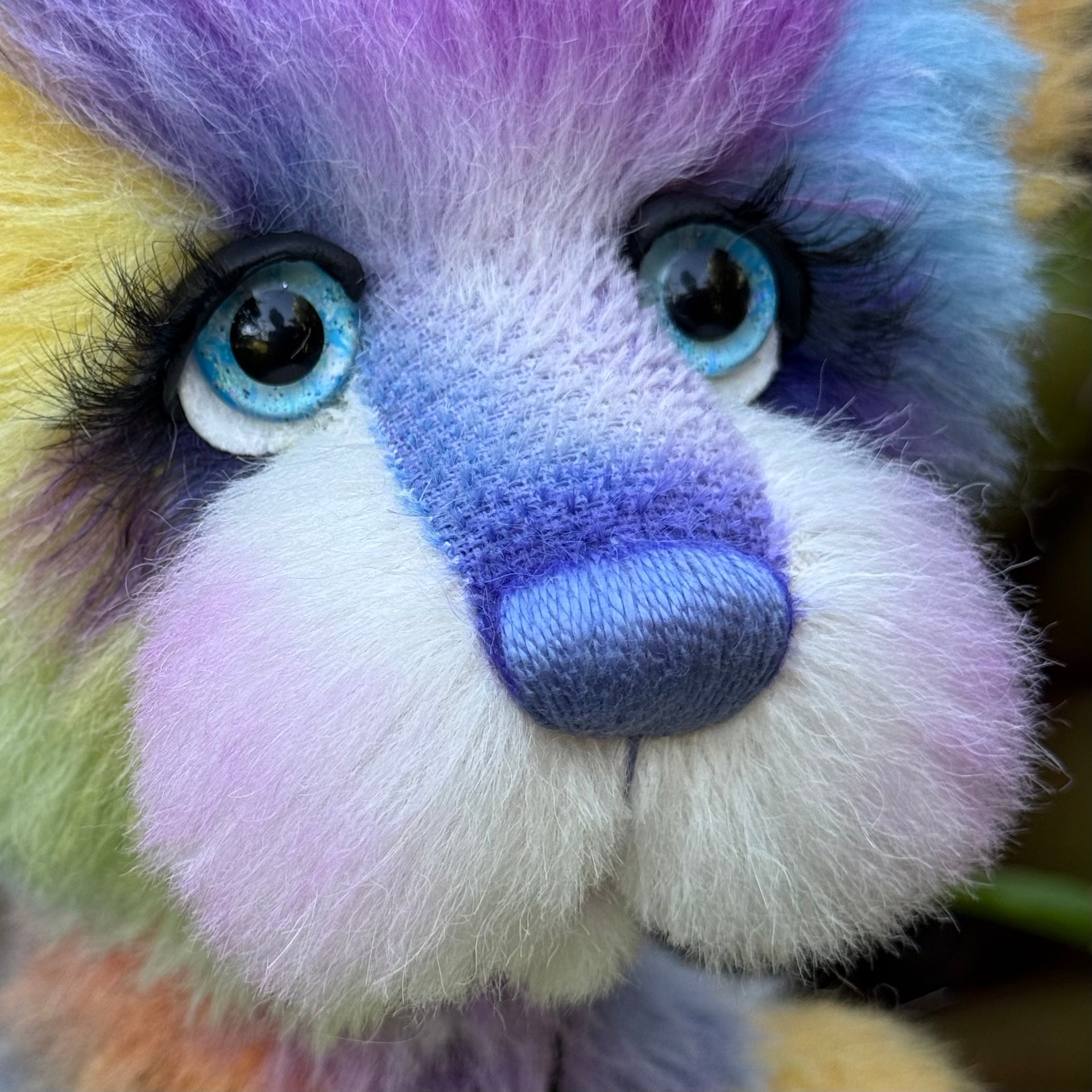 Miss Aurora Starburst - 18" hand dyed alpaca rainbow artist bear by Emmas Bears - OOAK