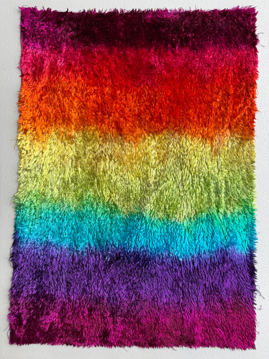 Curly Viscose - Hand Dyed Dark Rainbow - Fat 1/8m - FEB007
