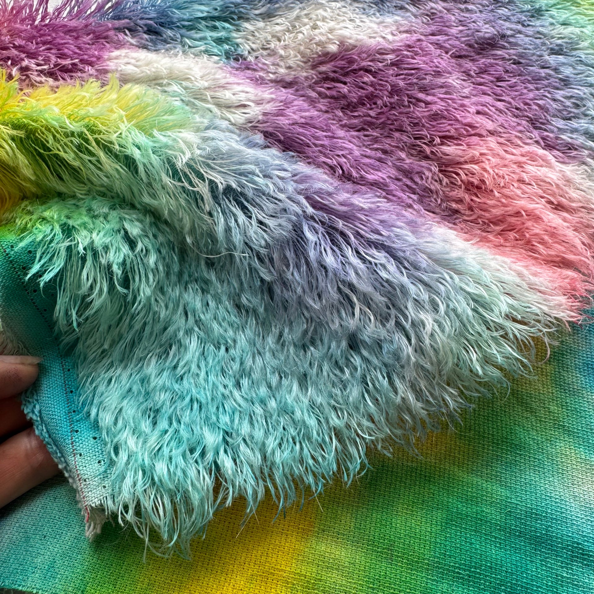 25mm String Mohair - Hand Dyed Rainbow Clouds - Fat 1/4m - FEB030