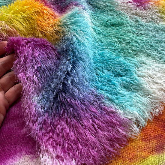 25mm String Mohair - Hand Dyed Rainbow Sky - Fat 1/4m - FEB031