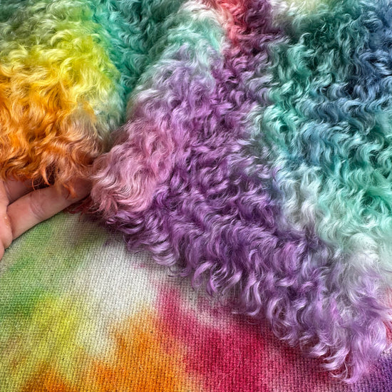 Curly Kid Mohair - Hand Dyed Pastel Rainbow - Fat 1/8m - FEB054